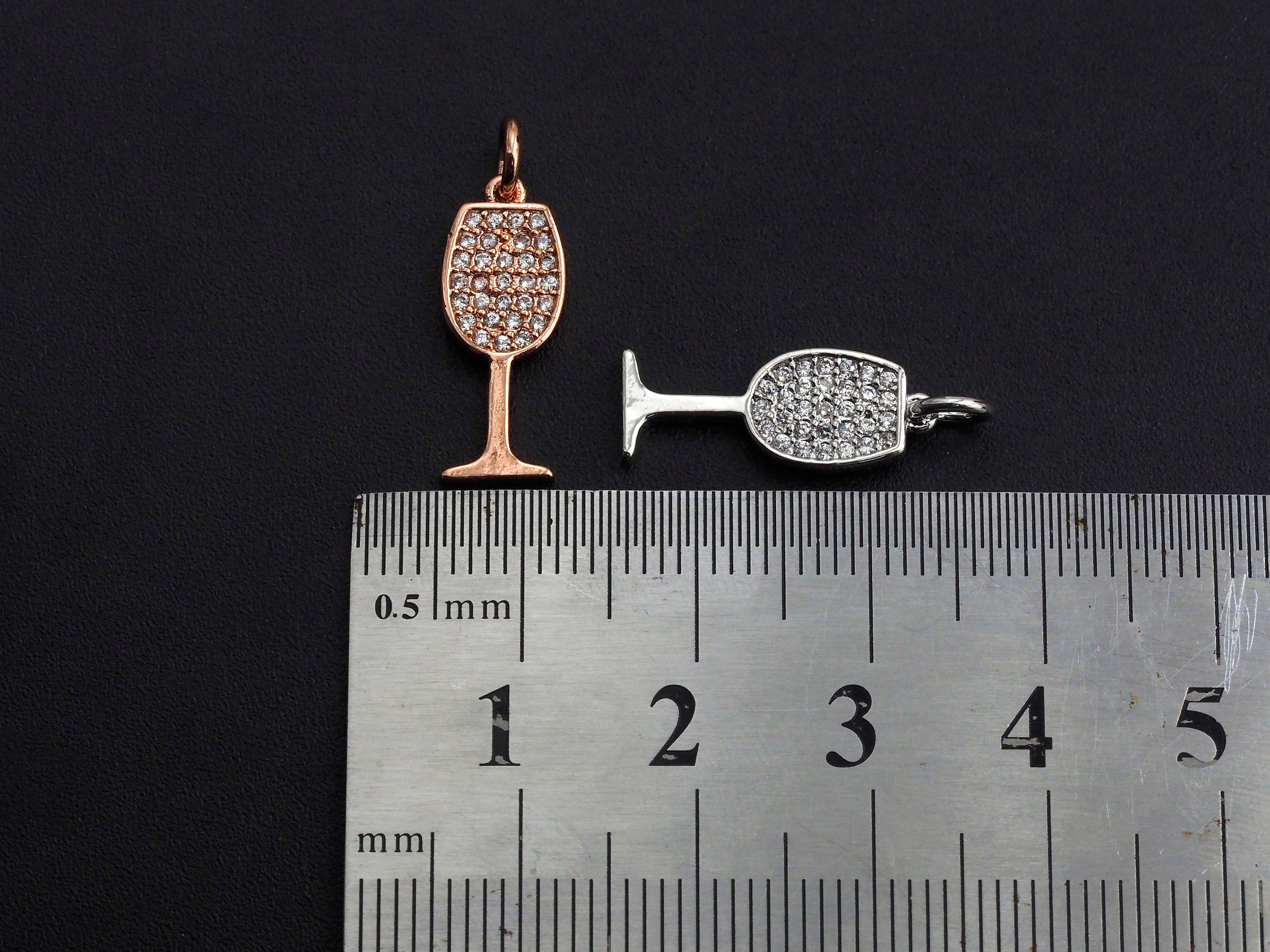 CZ Micro Pave Goblet Shape Pendant/Focal, Cubic Zirconia Paved Charm, Necklace Bracelet Charm Pendant, 7x19mm,sku#Z821