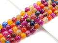 Fire Agate Beads, Muliticolor Fire Agate, 6mm/8mm/10mm/12mm Faceted Round Agate Beads, 15.5" Full Strand, Sku#UA58