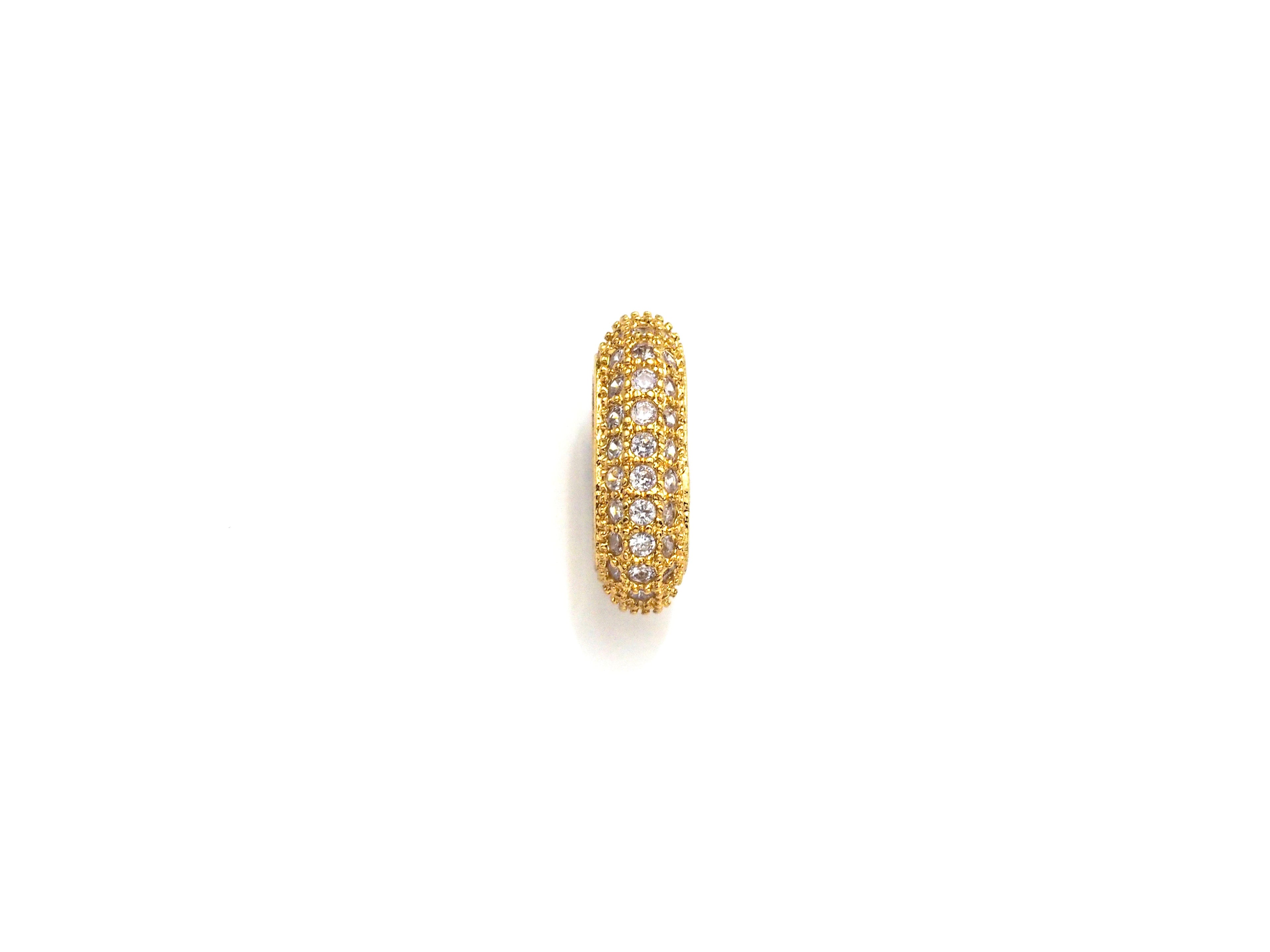 Big Hole CZ Pave Oval beads, Cubic Zirconia Spacer Beads, European Large hole Oval Bead, 3x7x11mm, sku#Z884