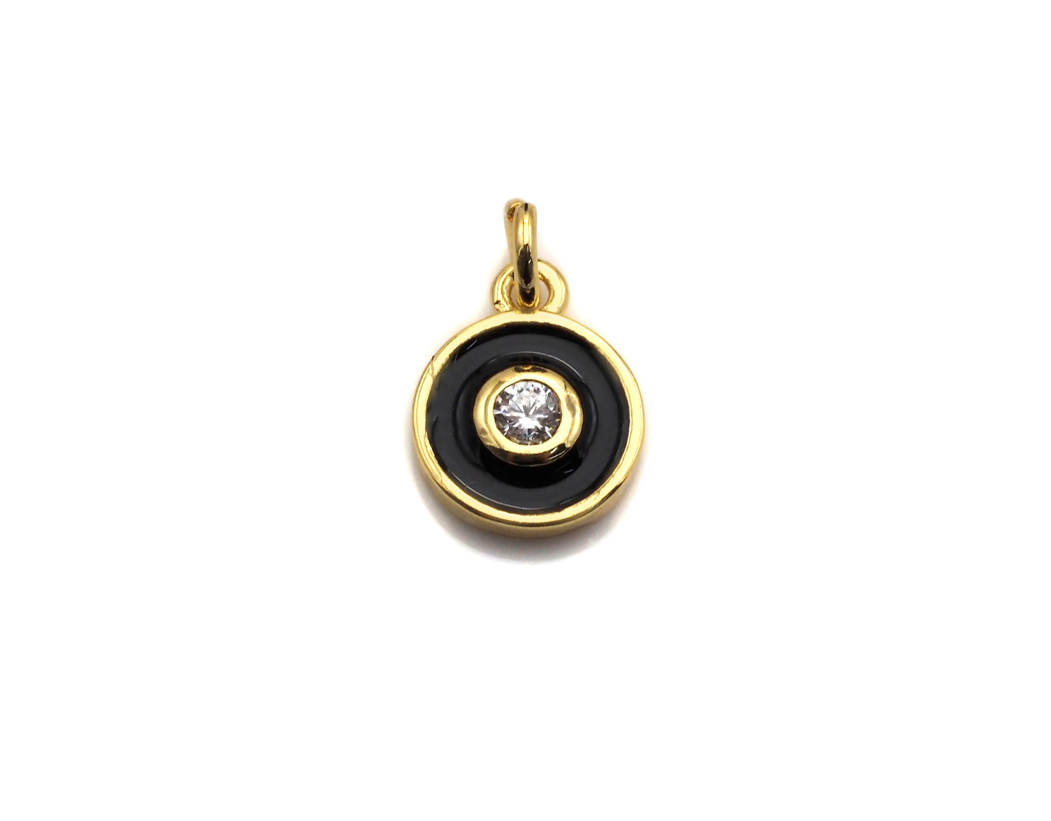 Enamel Colorful Dangle Charm, CZ Micro Pave Oil Drop pendant, White/Black/Red/Turquoise/Blue Enamel pendant,8x11mm,sku#F1057