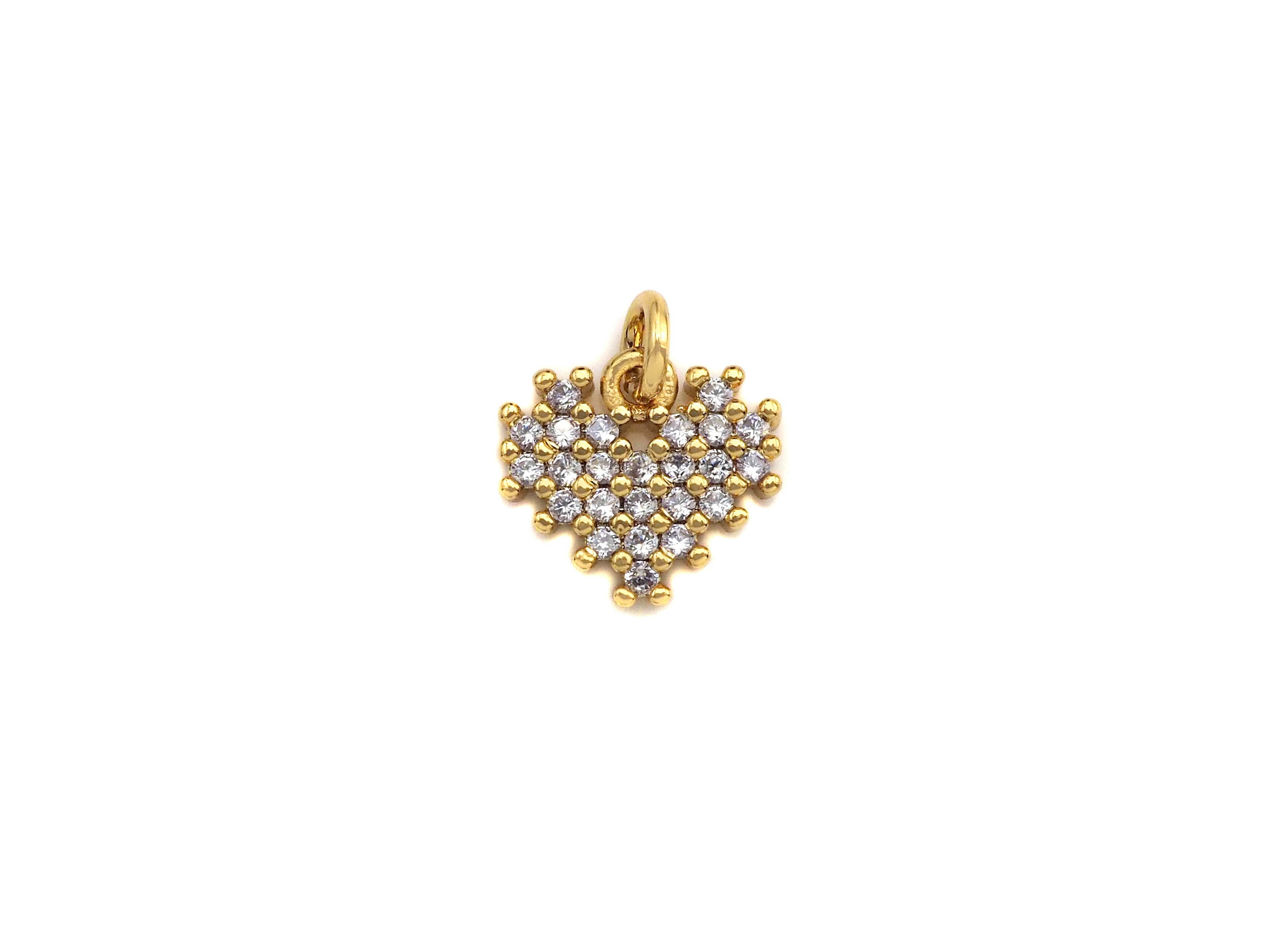 CZ Micro Pave Heart/Leaf Shaped Pendant/Charm, Clear Cubic Z