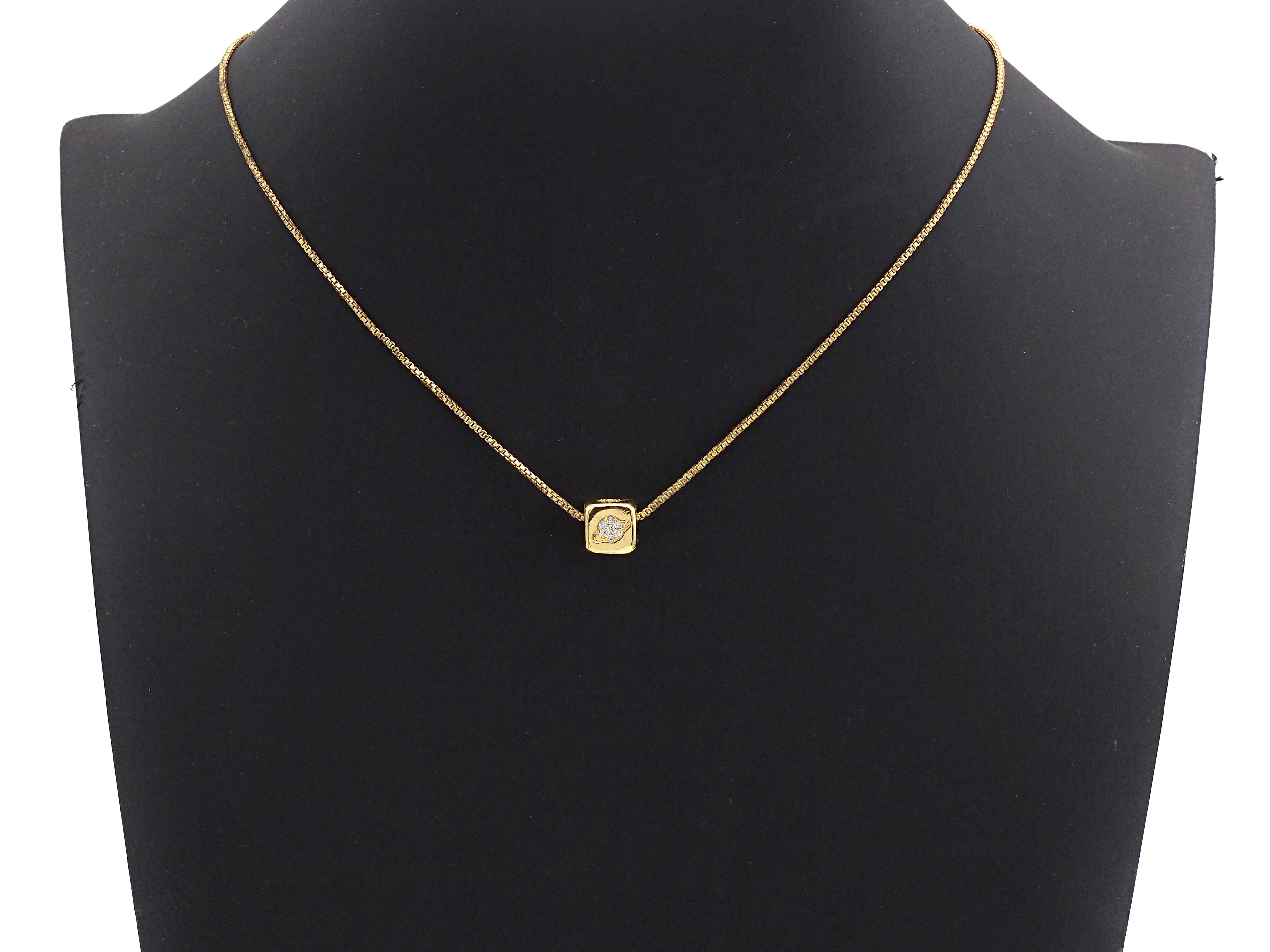 CZ Micro Pave Moon/Hamsa Hand/Evil Eye/Planet Dice Spacer Beads, Cubic Zirconia Cube Spacer Beads, 24k Gold Tone, 8.5mm, sku#Z714