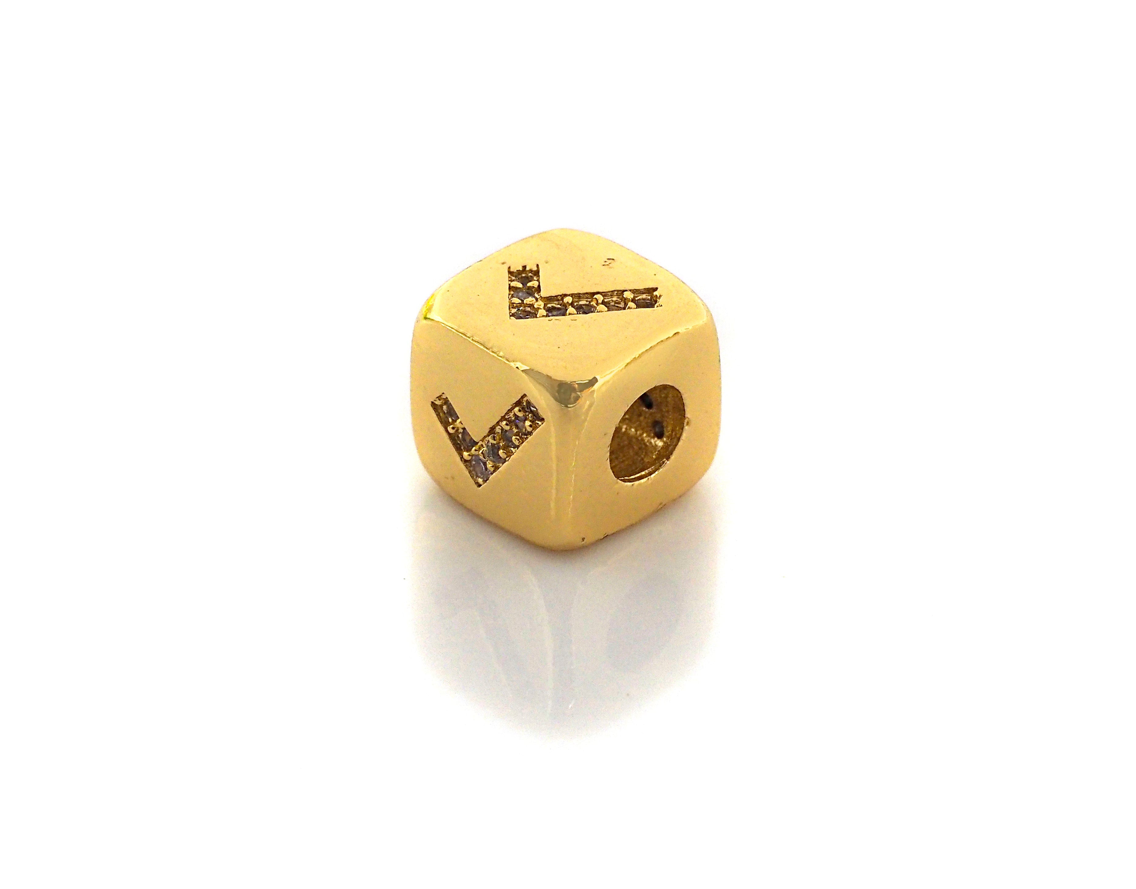 CZ Micro Pave Check Symbol Dice Spacer Beads, Cubic Zirconia Cube Spacer Beads, sku#Z719