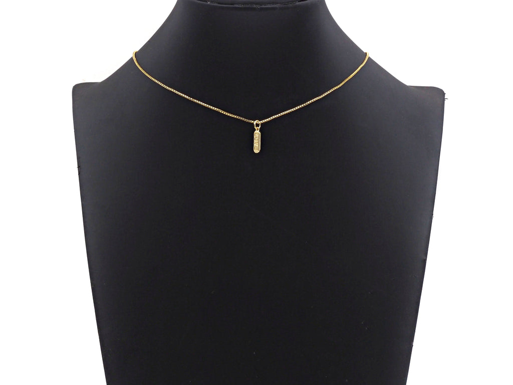 Dainty Gold Bar Pendant, Love happy chill mom bar, F1289