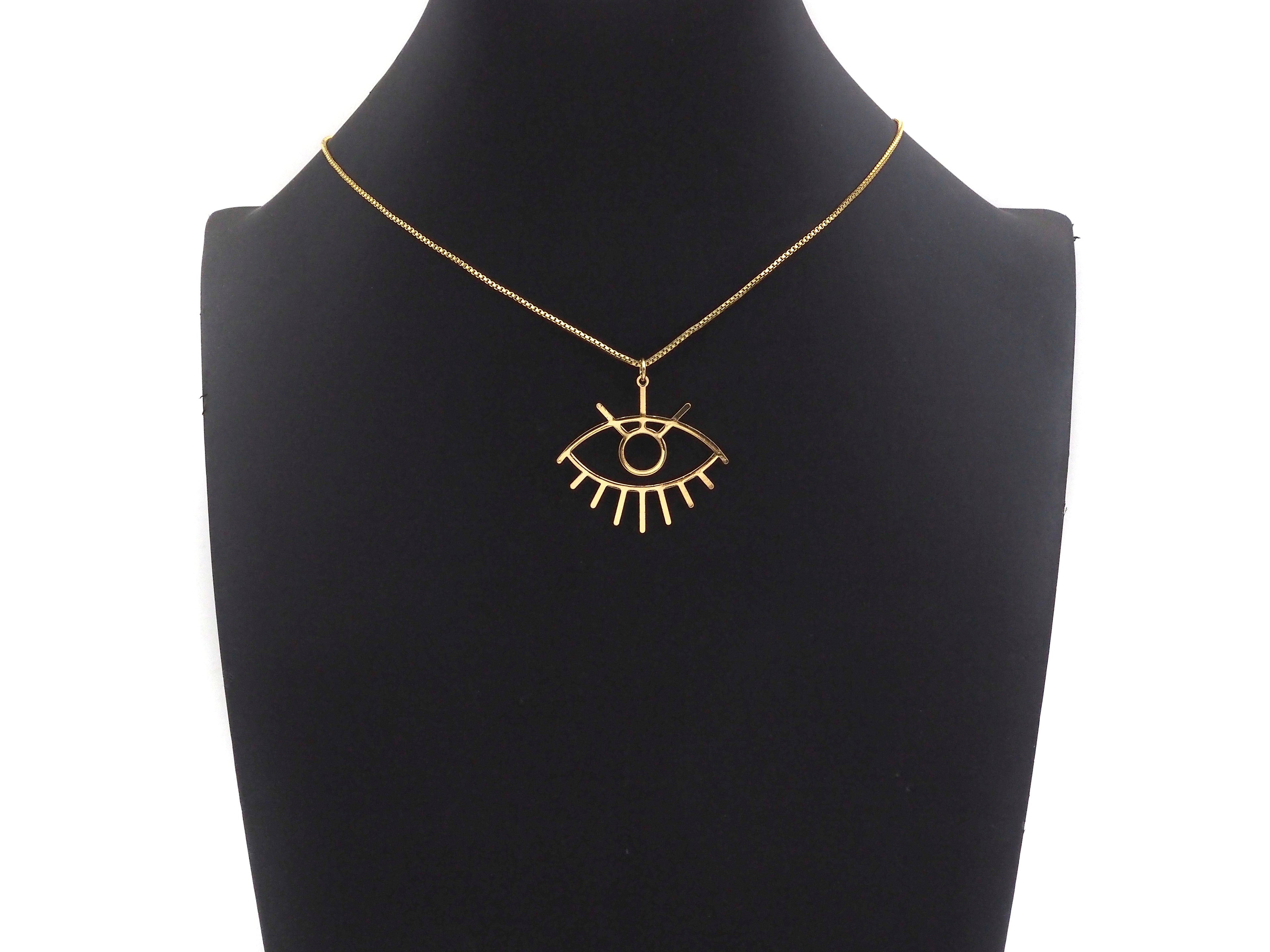 CZ Micro Pave Evil Eye with Eyelash Frame Pendant/Charm, Gold Evil Eye Cubic Zirconia Pendant Charm,36x33mm,sku#Y313