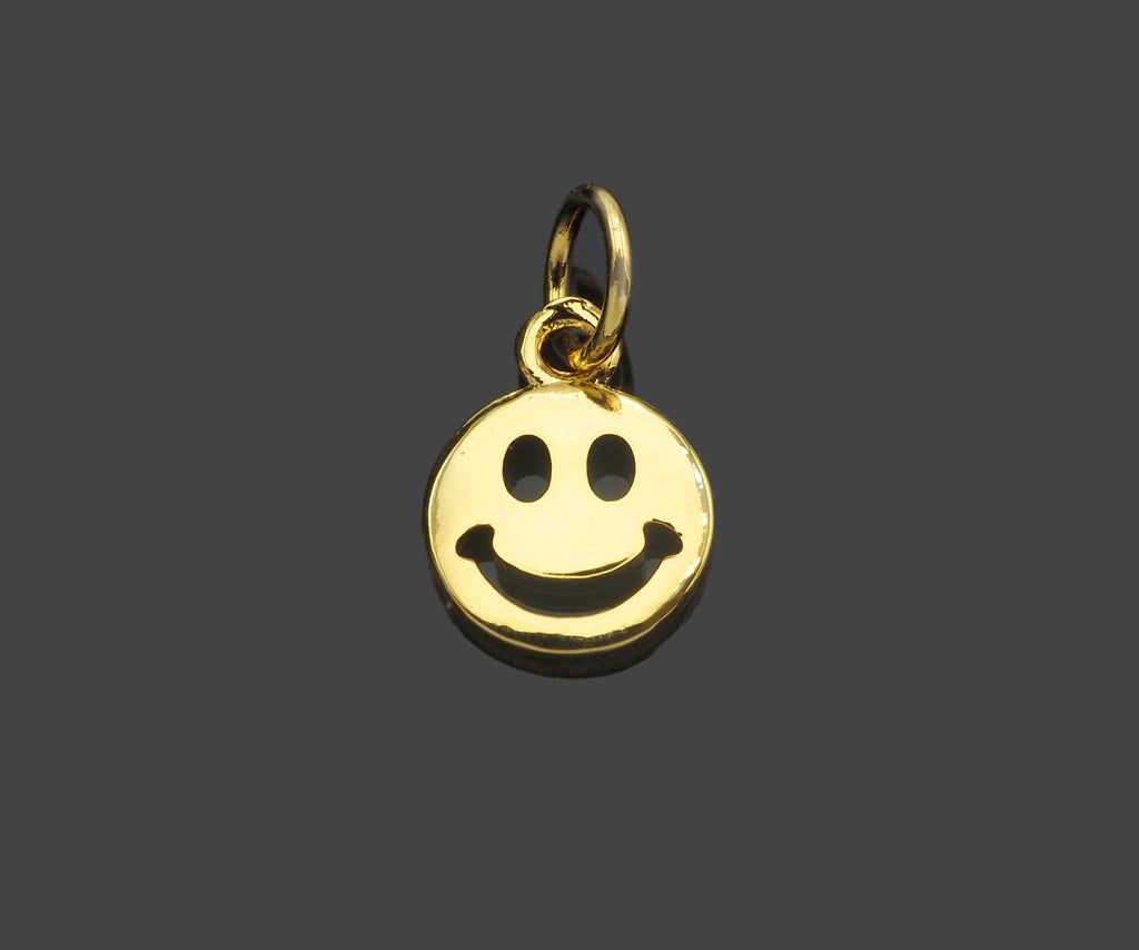 18K Dainty Gold Cute Smiley Face Shape Pendant/Charm,Smiley