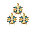 Gold Filled Enamel Star Medallion Pendant, 18K Gold Filled Tuequoise Blue/White Enamel Charm,Enamel Jewelry,23x24mm,Sku#Z1361
