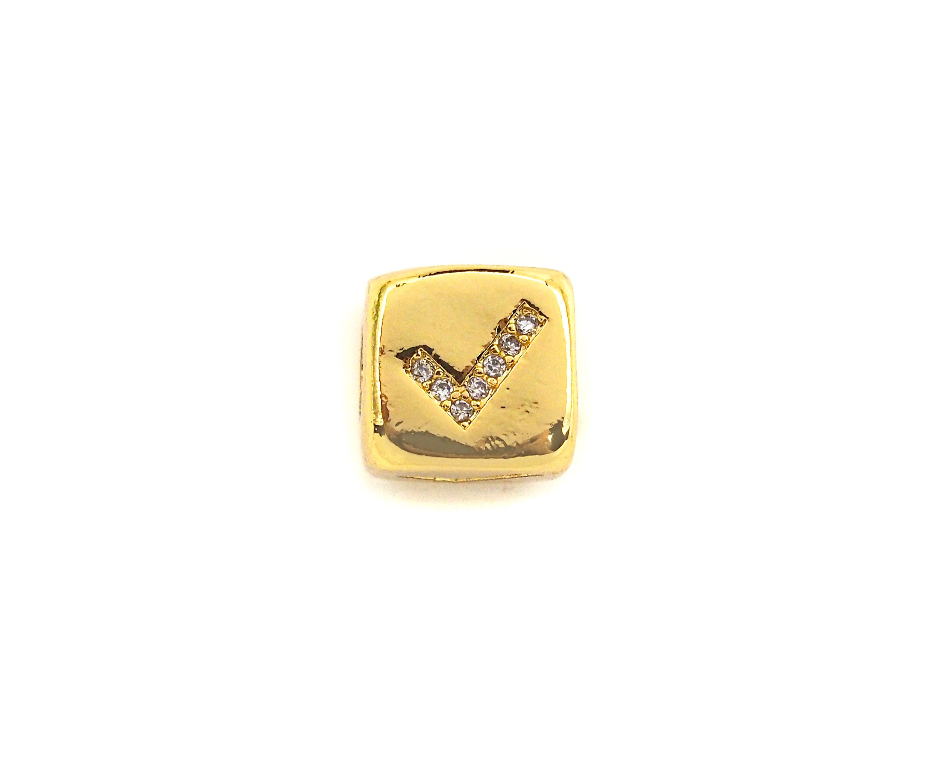 CZ Micro Pave Check Symbol Dice Spacer Beads, Cubic Zirconia Cube Spacer Beads, sku#Z719