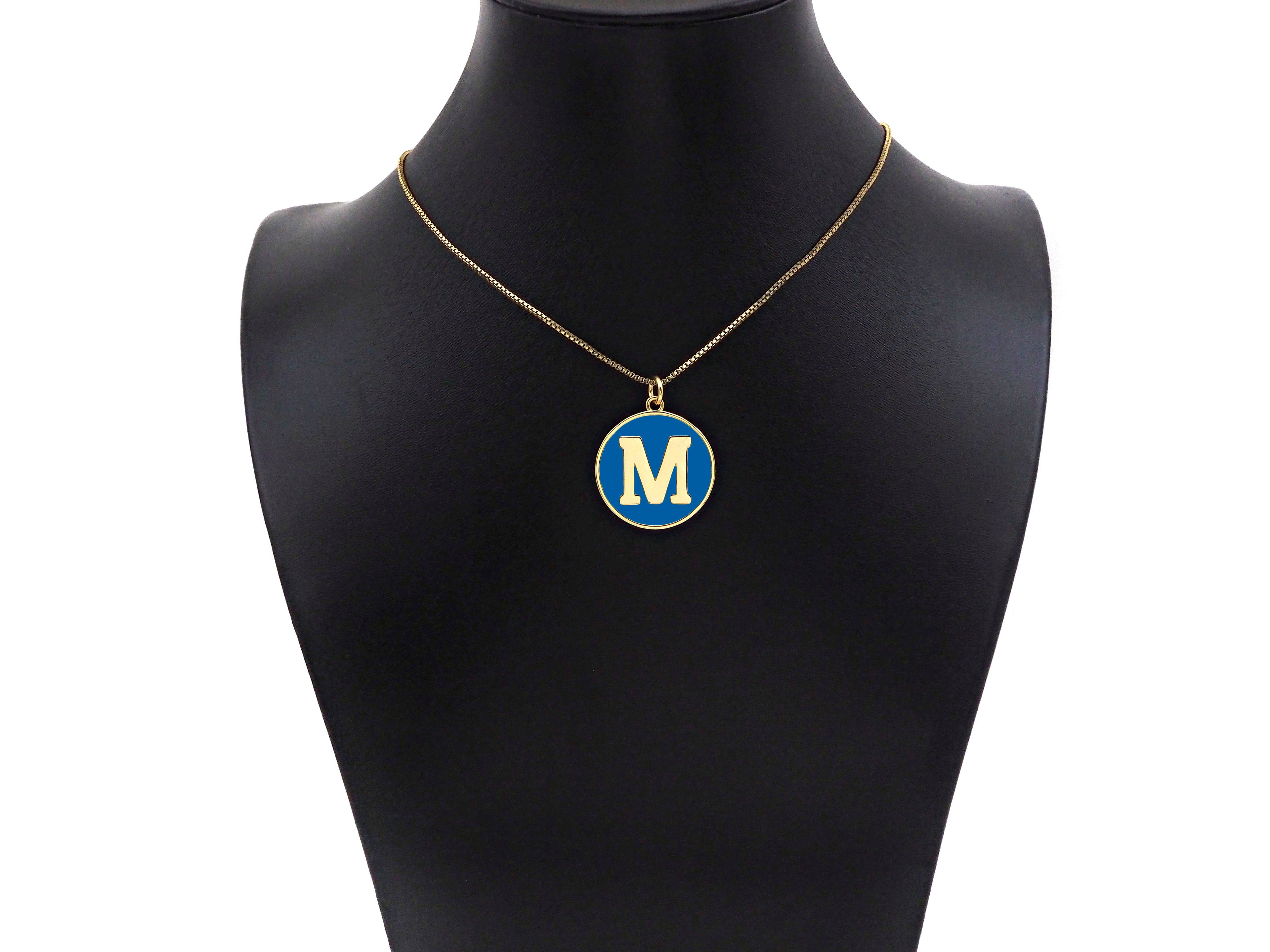 New Trendy Blue Gold Enamel Initials Letter Charm/Pendant, Enamel Initial Alphabet Letters, Custom Naming Pendants, 25x28mm,sku#ML35
