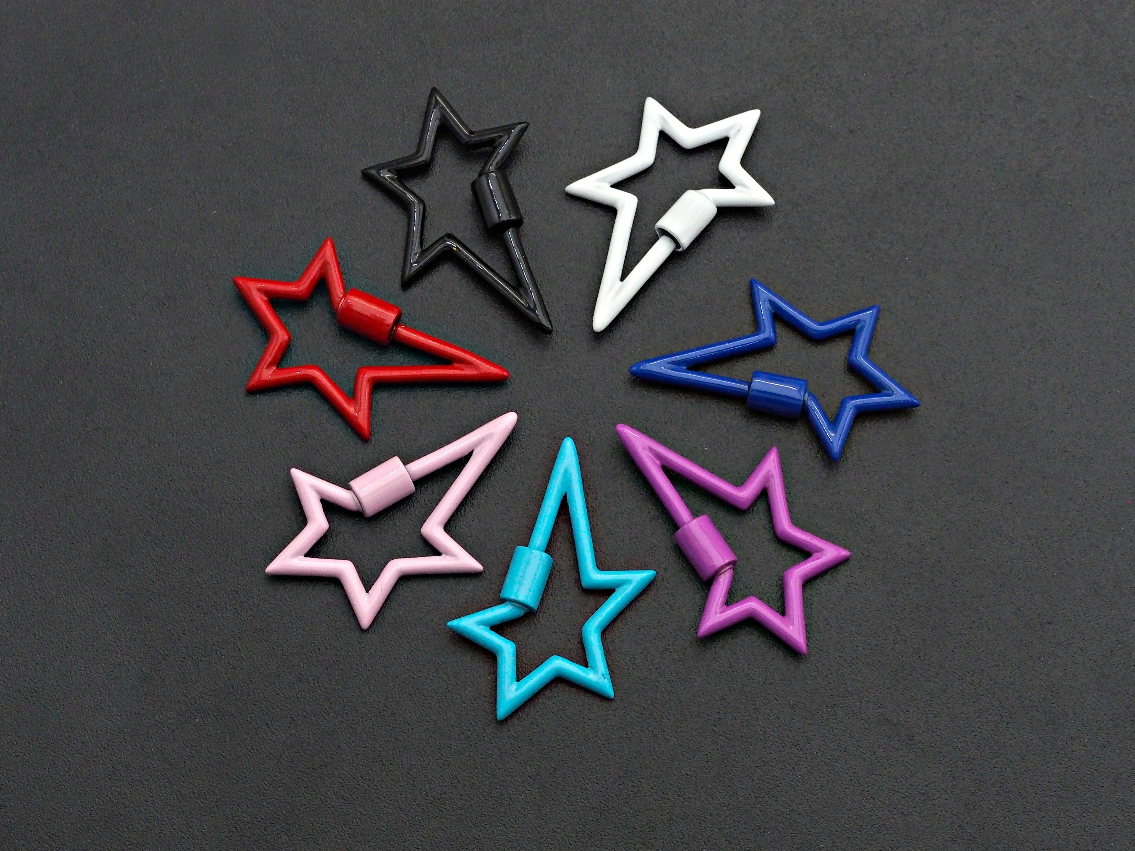 Colorful Enamel pave Star Shape Clasp, Enamel Pave Clasp, Black/Red/Pink/White/Blue Carabiner Clasp, 18x30mm, sku#H240