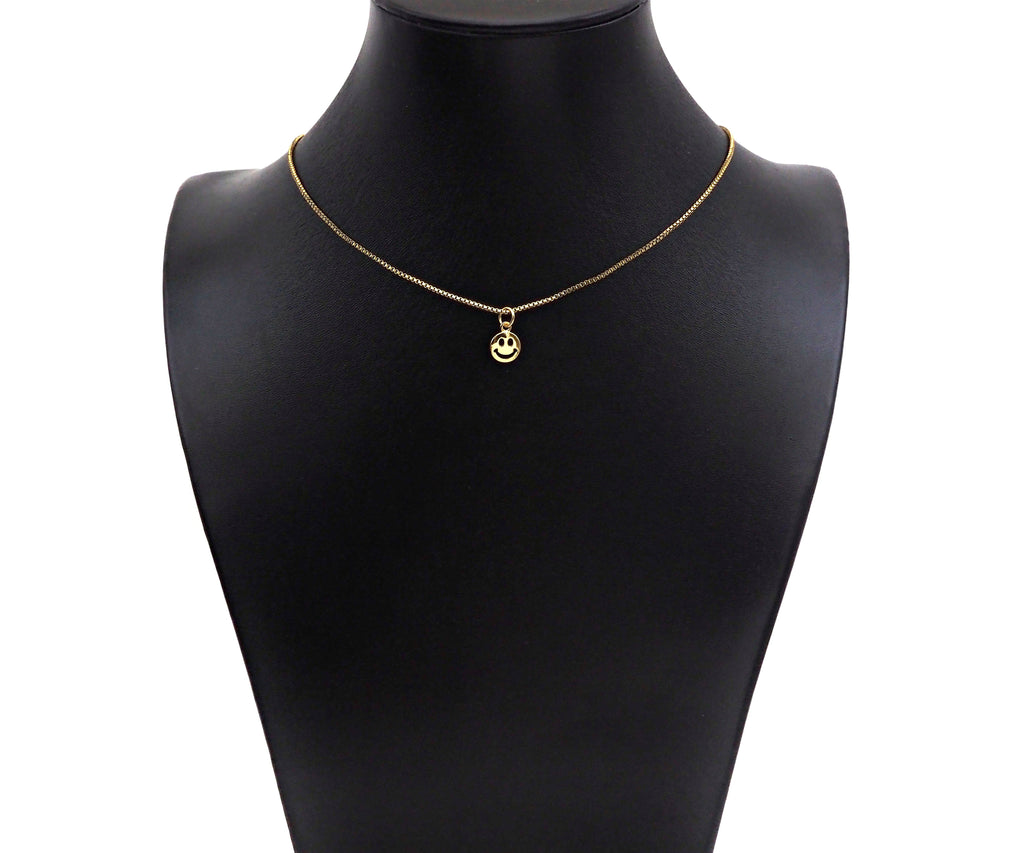 18K Dainty Gold Cute Smiley Face Shape Pendant/Charm,Smiley