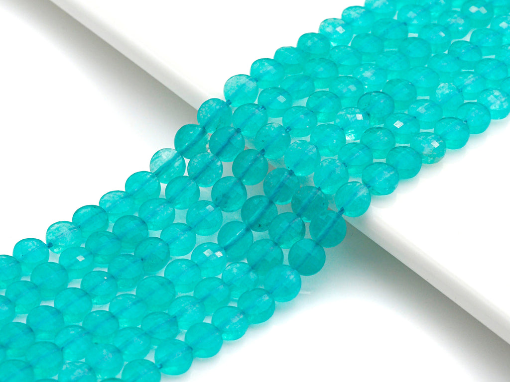 6mm Amazonite Coin beads, 6mm Flat coin faceted Gemstone Beads,, sku#U604