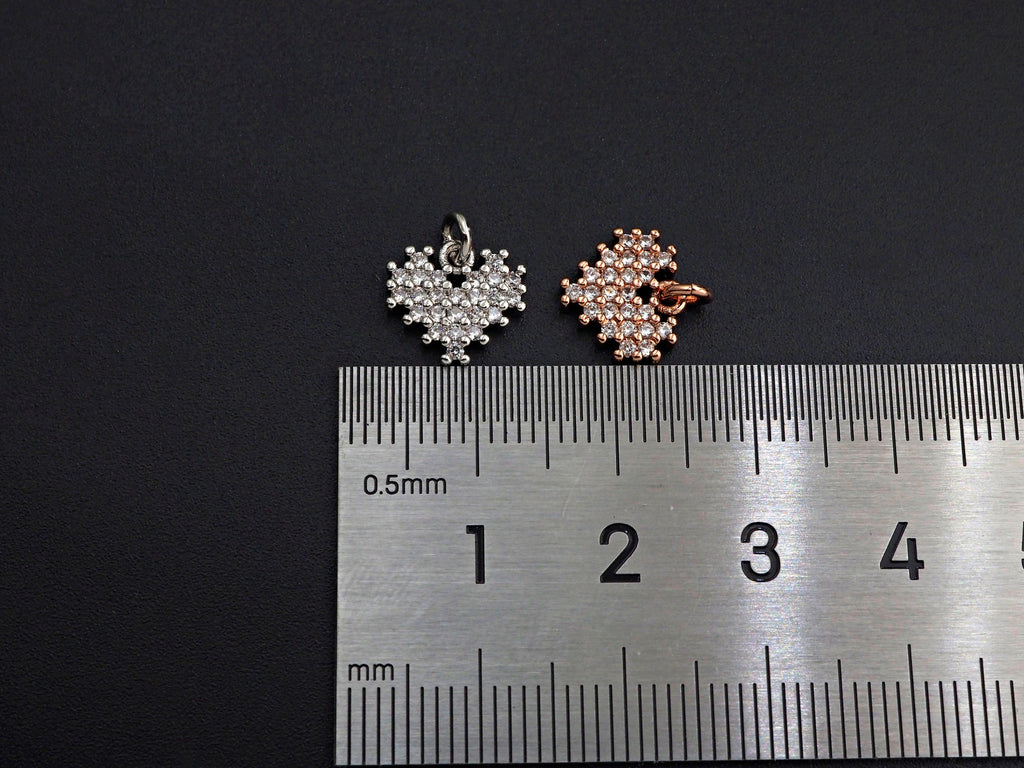 CZ Micro Pave Heart/Leaf Shaped Pendant/Charm, Clear Cubic Z