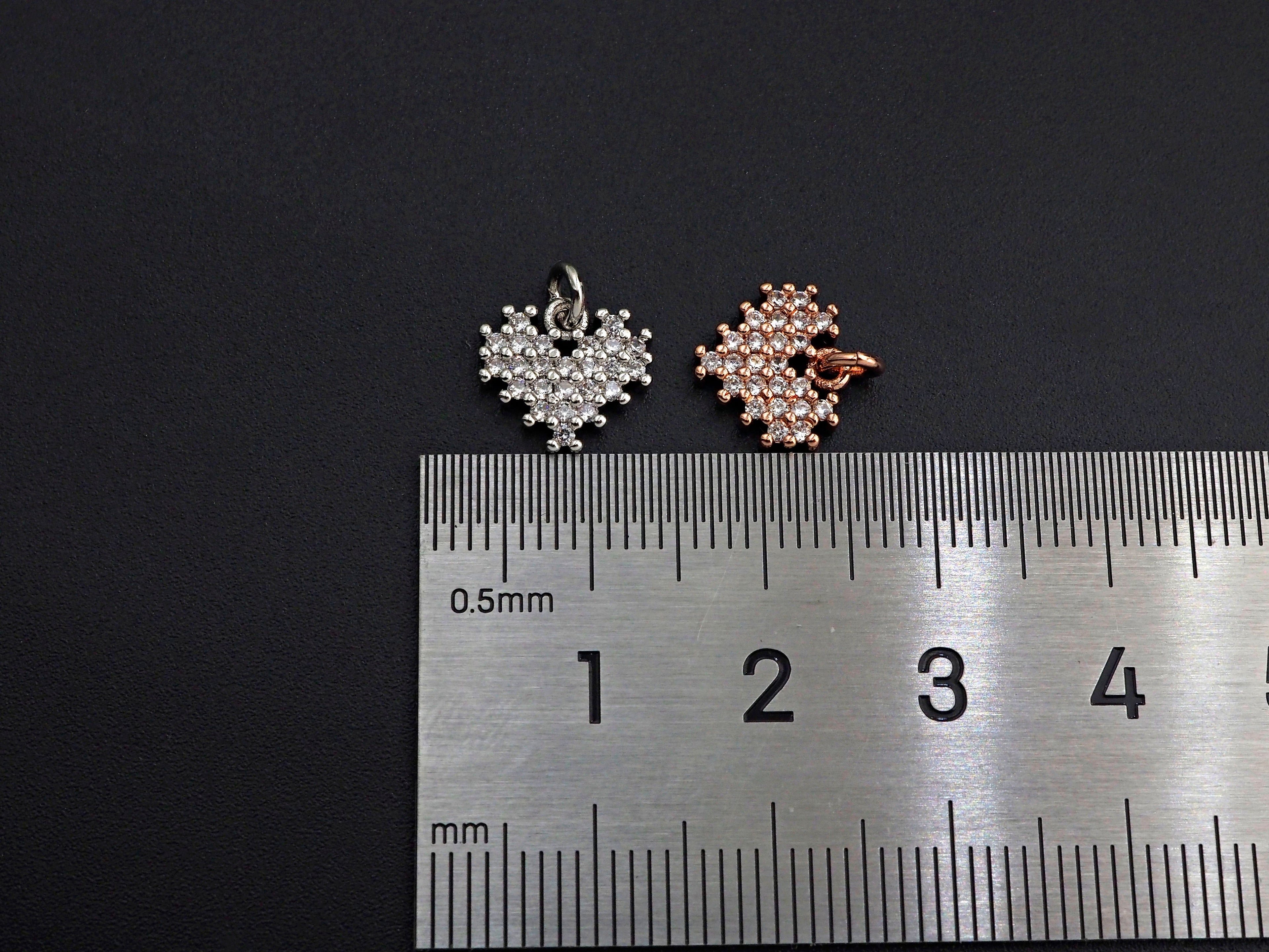 CZ Micro Pave Heart/Leaf Shaped Pendant/Charm, Clear Cubic Z