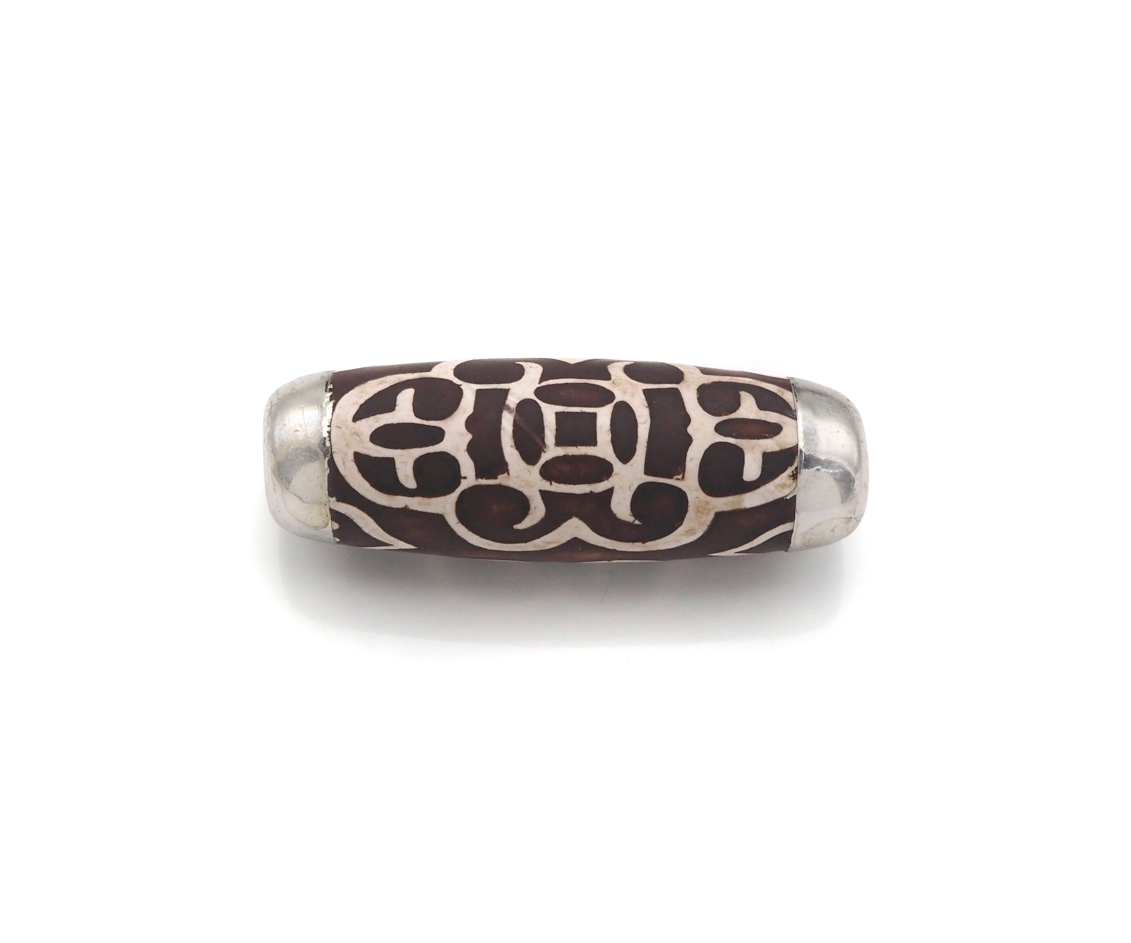 16x39mm Large Natural Tibetan Agate Barrel Shape Spacer Beads, Gold/Silver/Rose Gold Tone, Dzi Agate Spacer,Oval Tibetan Agate, sku#U1005