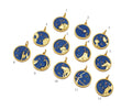 Gold Filled Cobalt Enamel Constellation Pattern On Round Coin Pendant,18K Gold Filled with Bling Effect Enamel Charm,19x17mm,Sku#F1402