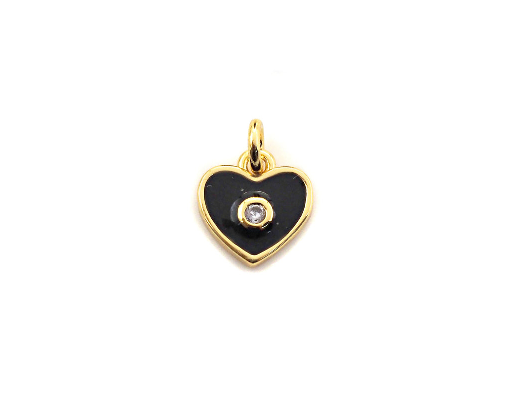 Cute Enamel  Heart Charm Pendant,CZ Micro Pave Oil Drop pendant,Enamel heart pendant,Enamel Jewelry, 9mm, sku#F1058