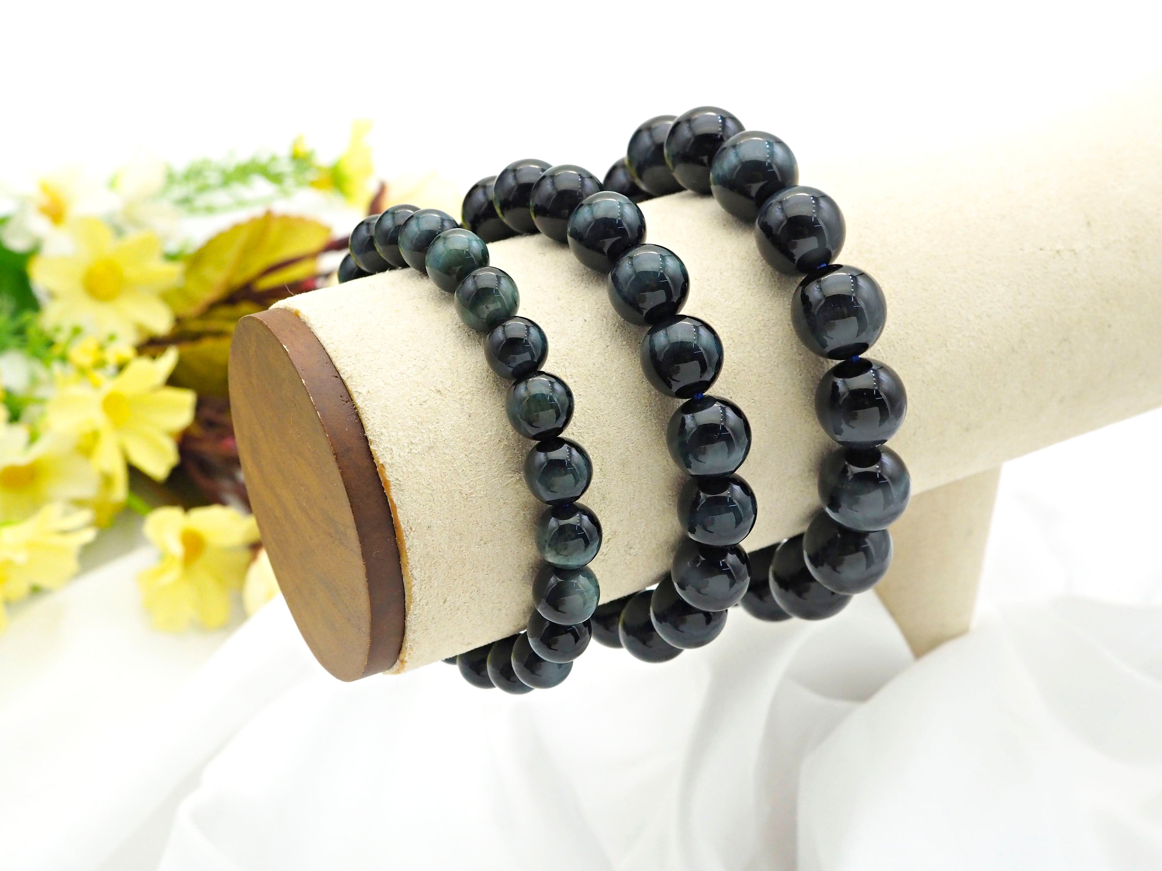 Blue Tiger Eye Stretchy Bracelet, Sku#U1080