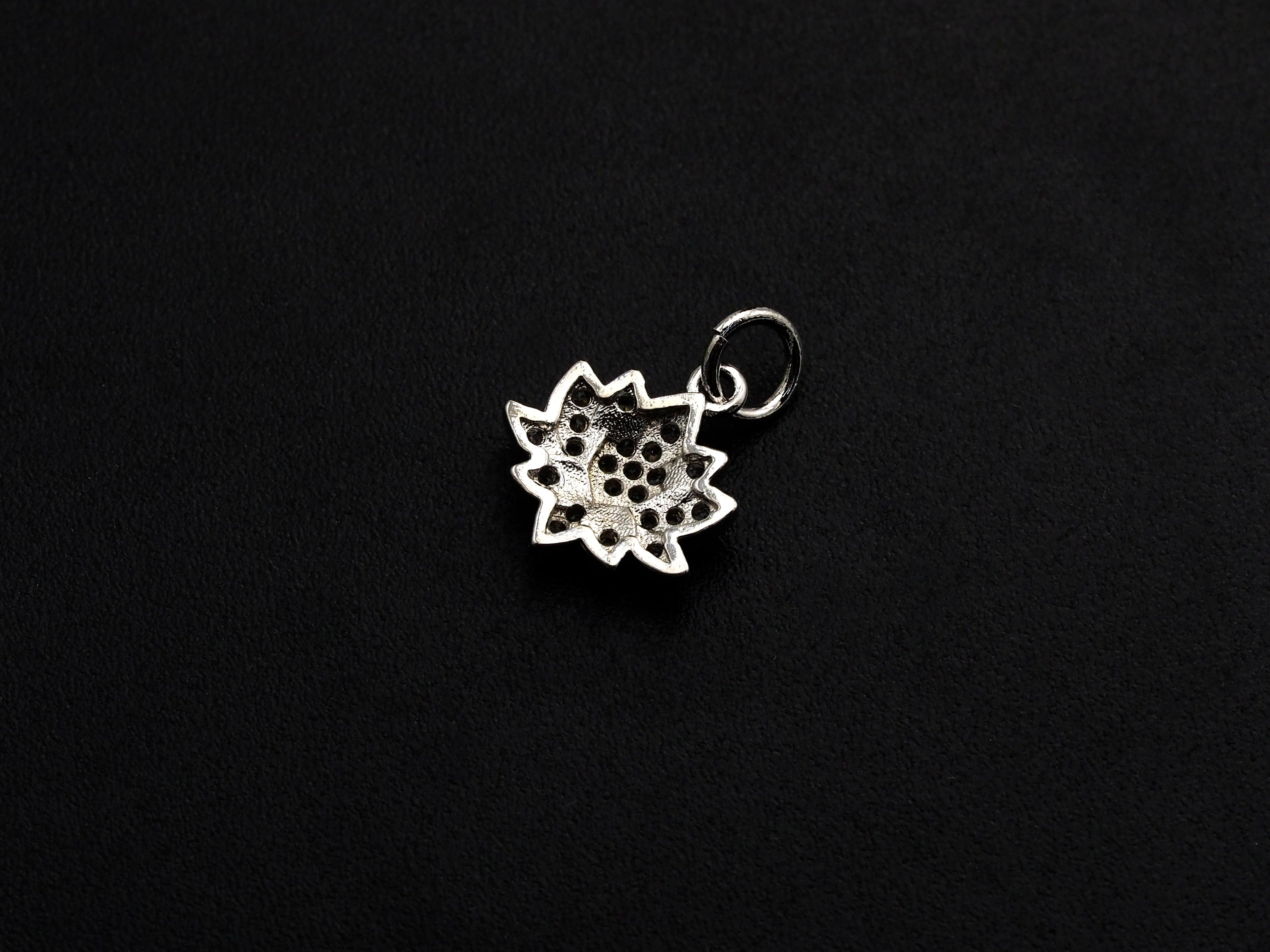 Cute CZ Micro Pave Lotus Flower Shaped Pendant/Charm, Yoga Cubic Zirconia Pendant Charm, 11mm,sku#Z793