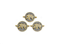 CZ Micro Pave Elephant On Round Coin Charm, Elephant Connector for Bracelet/Necklace, Space Connector Link, 15x21mm, sku#Z1064