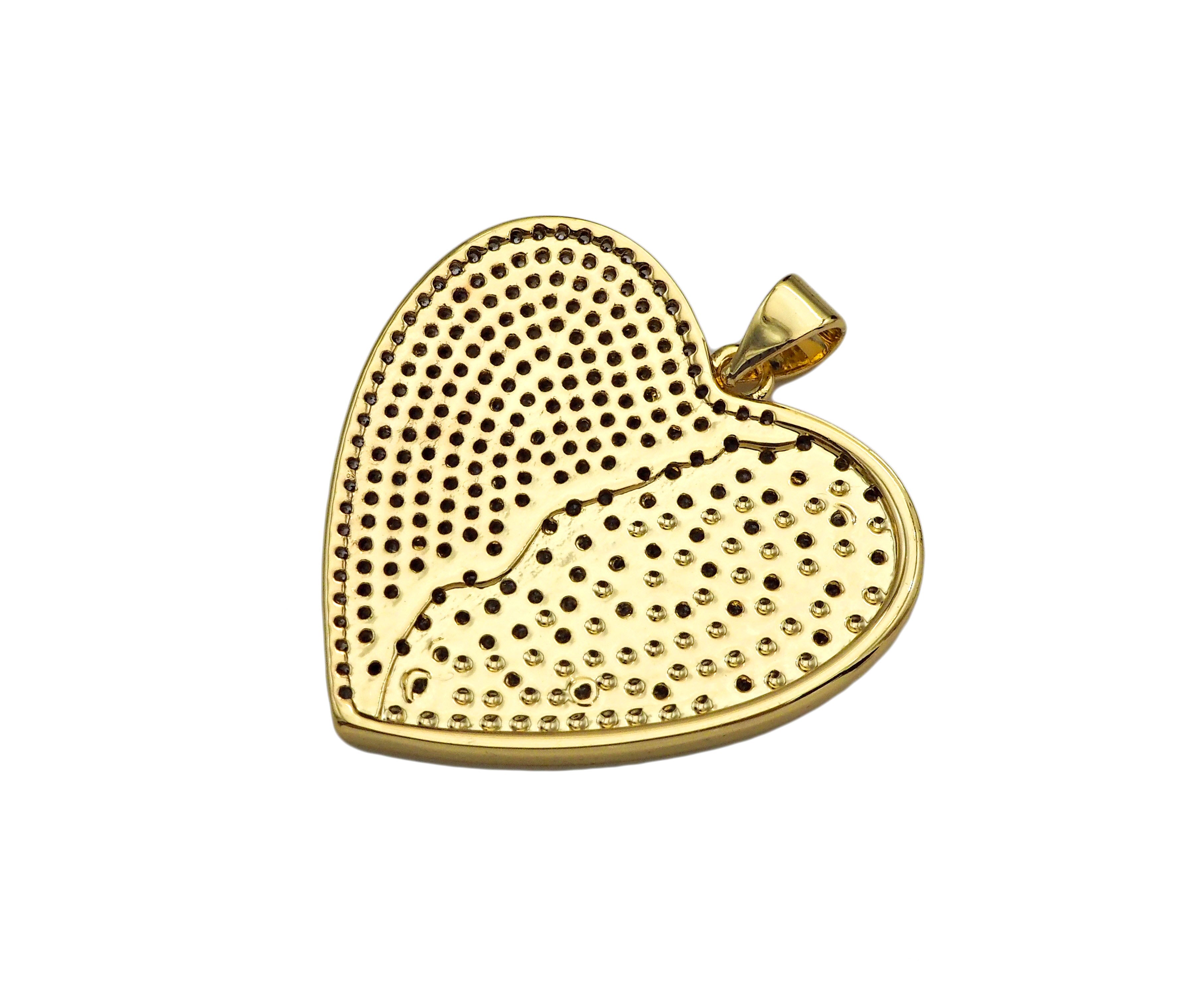 CZ Micro Pave Heart Shape Pendant/Charm,Cubic Zirconia Medallion Charm, Necklace Bracelet Heart Charm Pendant,28x27mm, Sku#LK195