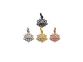 Cute CZ Micro Pave Lotus Flower Shaped Pendant/Charm, Yoga Cubic Zirconia Pendant Charm, 11mm,sku#Z793
