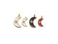 Enamel Moon Star charm, Black Red White Gold CZ Half Moon Pendant, Enamel Moon charm, 10x19mm/18x21mm, sku#FH14