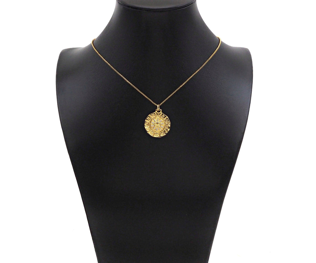 CZ Micro Pave Sun Face On Round Shape Pendant/Charm,Cubic Zirconia Medallion Charm, Necklace Bracelet Charm Pendant,22x25mm, Sku#Z1281