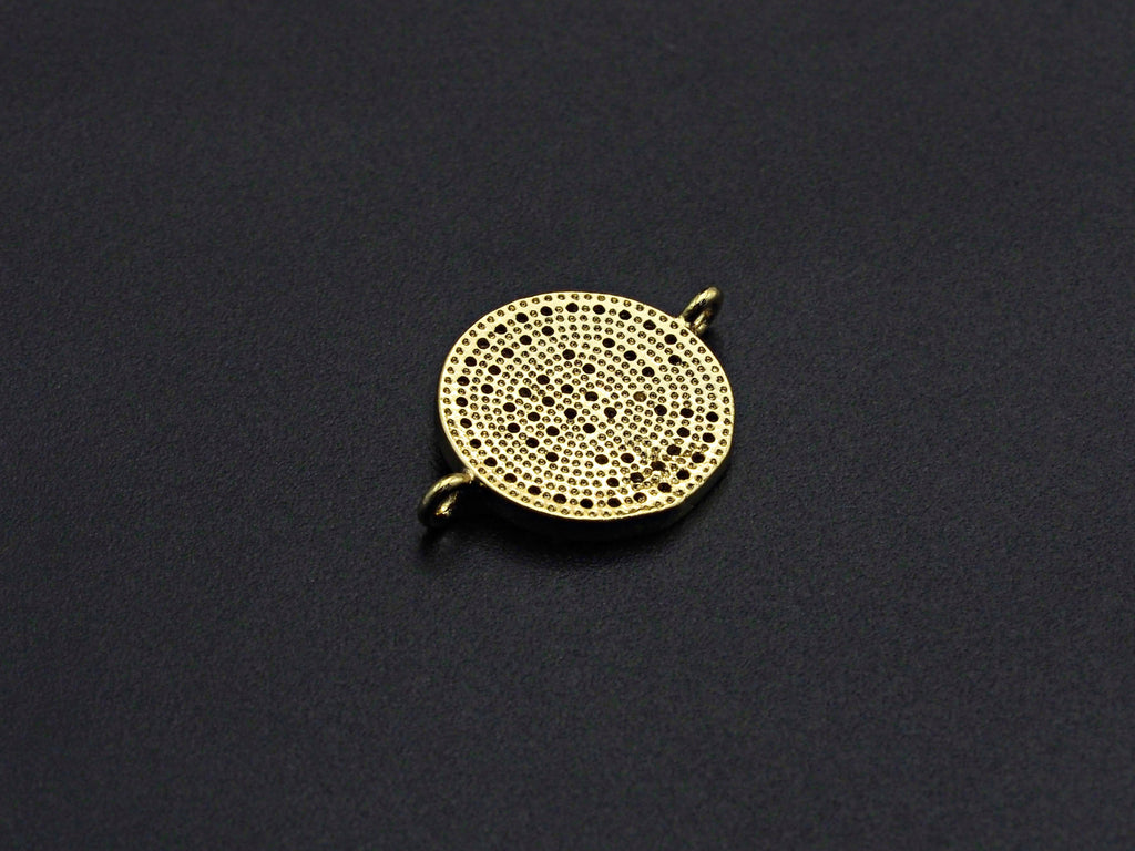 CZ Micro Pave Elephant On Round Coin Charm, Elephant Connector for Bracelet/Necklace, Space Connector Link, 15x21mm, sku#Z1064