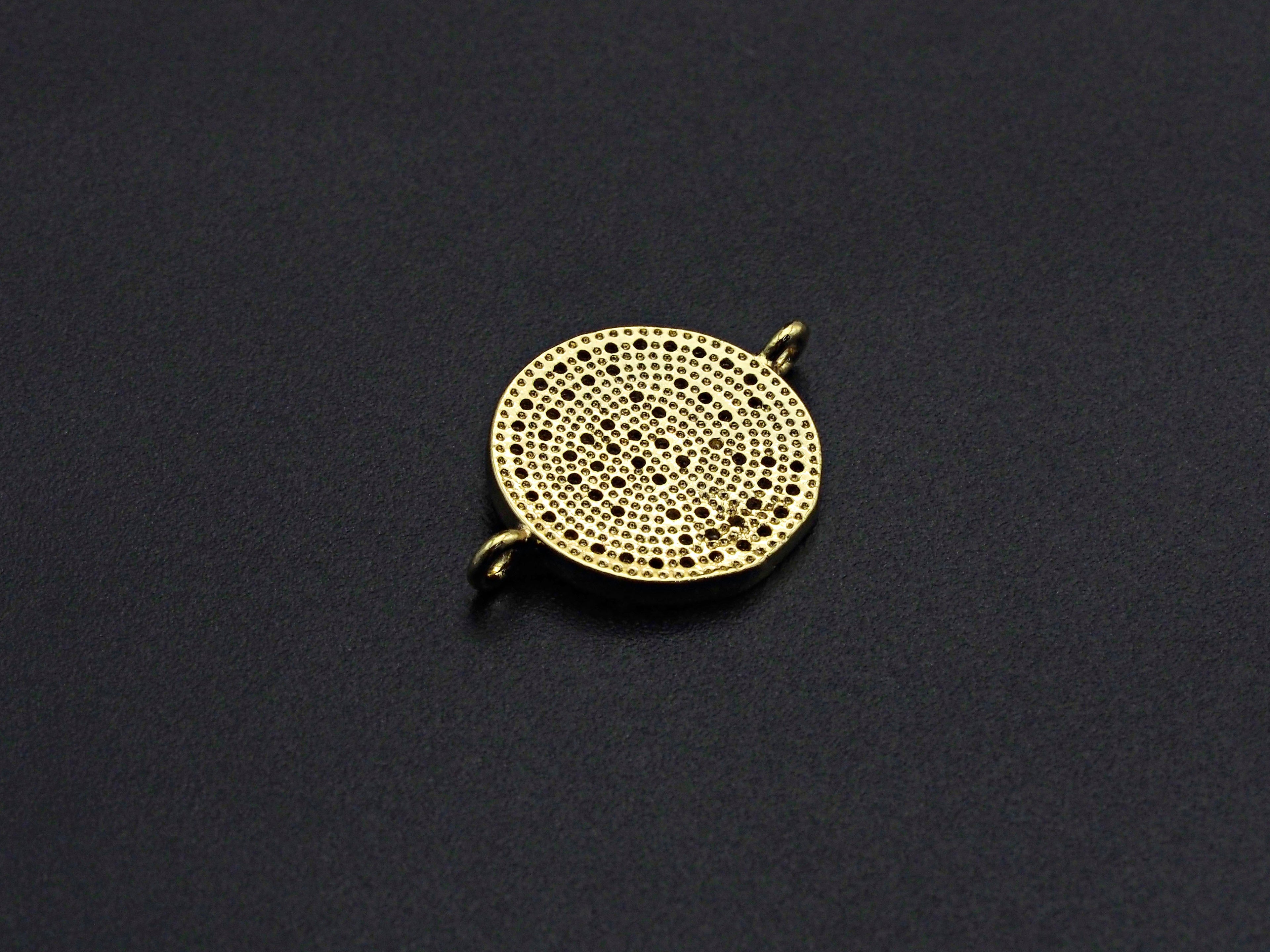 CZ Micro Pave Elephant On Round Coin Charm, Elephant Connector for Bracelet/Necklace, Space Connector Link, 15x21mm, sku#Z1064