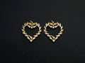 Bagette CZ Micro Pave Heart Shaped Pendant,Heart Cubic Zirconia Pendant, Gold Tone Heart, 22mm,Sku#F1112