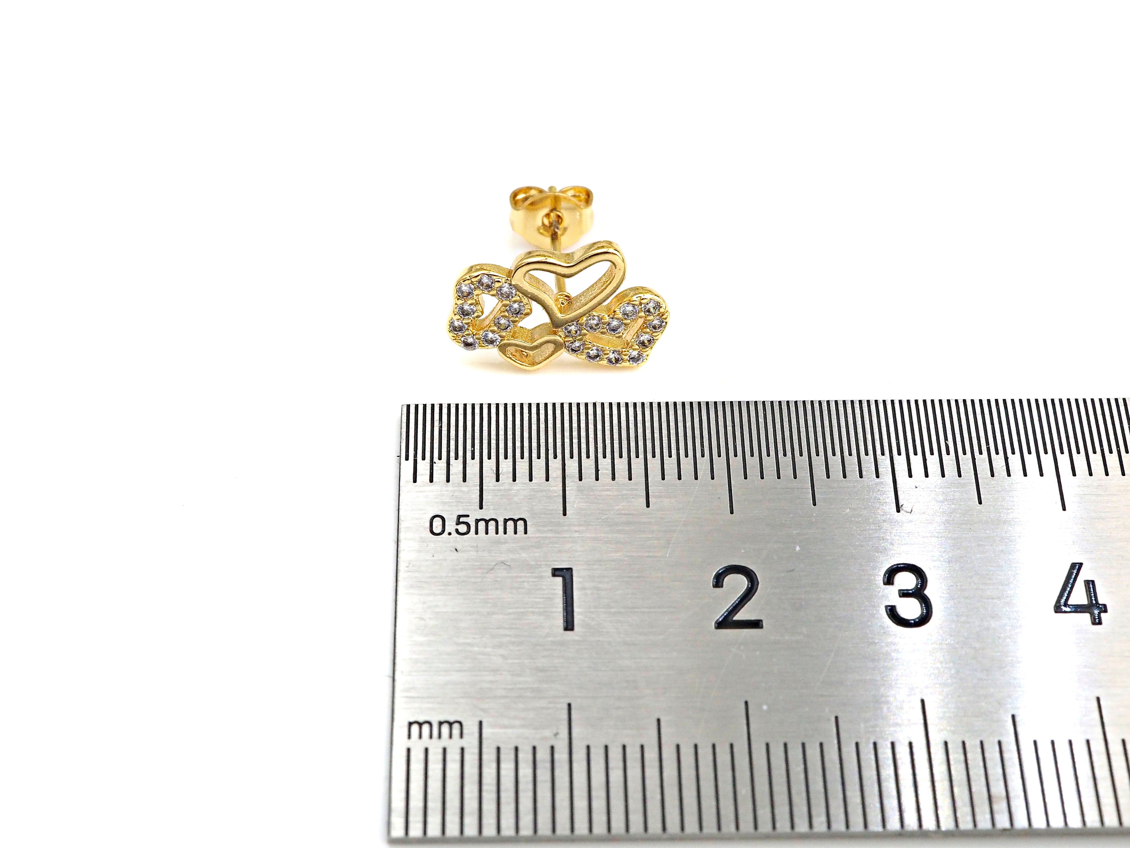 CZ Multi Hearts Stud Earrings, Sku#J227