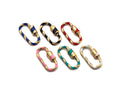 Colorful Enamel Pave Oval Shape Clasp, Carabiner Clasp, 11x25mm, sku#H161