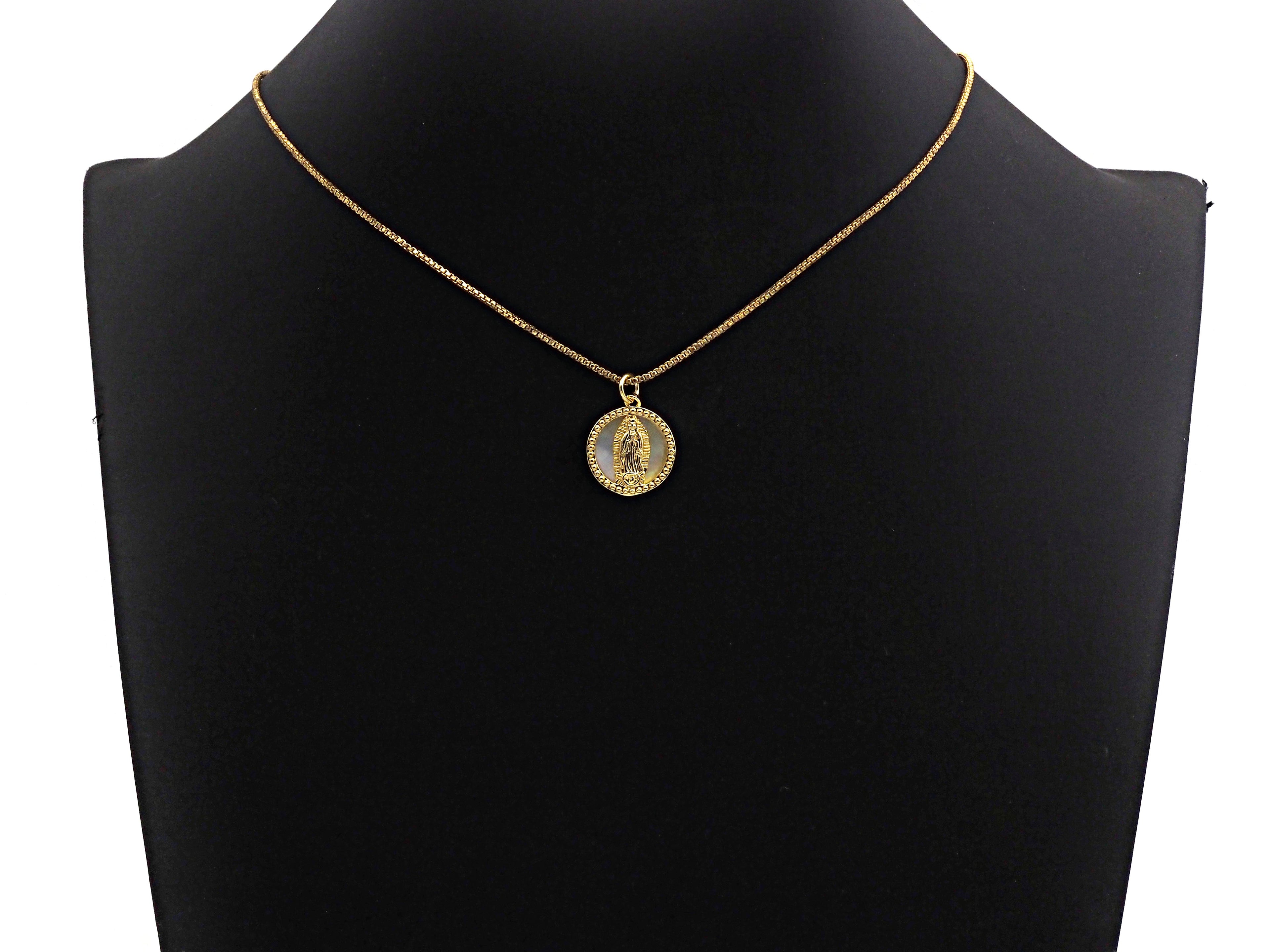 CZ Micro Pave Mary on Mother-of-pearl Coin Pendant/Charm, Cubic Zirconia Pendant Charm, Religious Charm, 15x18mm,sku#Z687