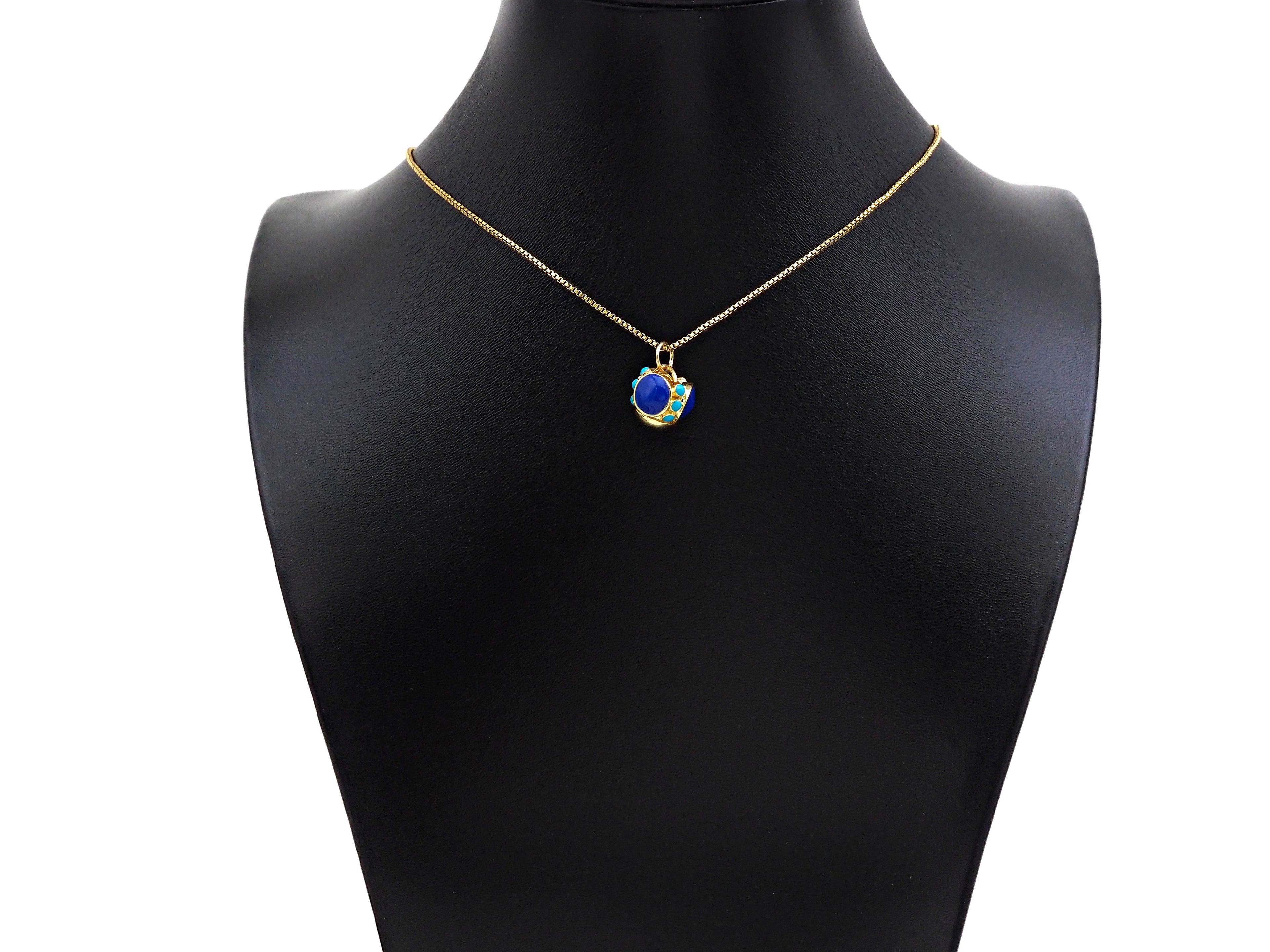 Cobalt Enamel Round Ball Pendant Charm, 3D Ball Turquoise Blue Pendant, Gold Enamel Ball Pendant, Enamel Jewelry Findings,12x13mm,Sku#L454