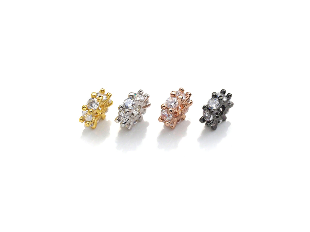 Big Hole CZ Pave beads, Cubic Zirconia Spacer Beads, European Large hole Bead, 3x8mm, sku#Z885