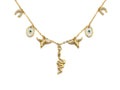 Gold Necklace with Snake Star Horse Shoe Charm, sku#z707