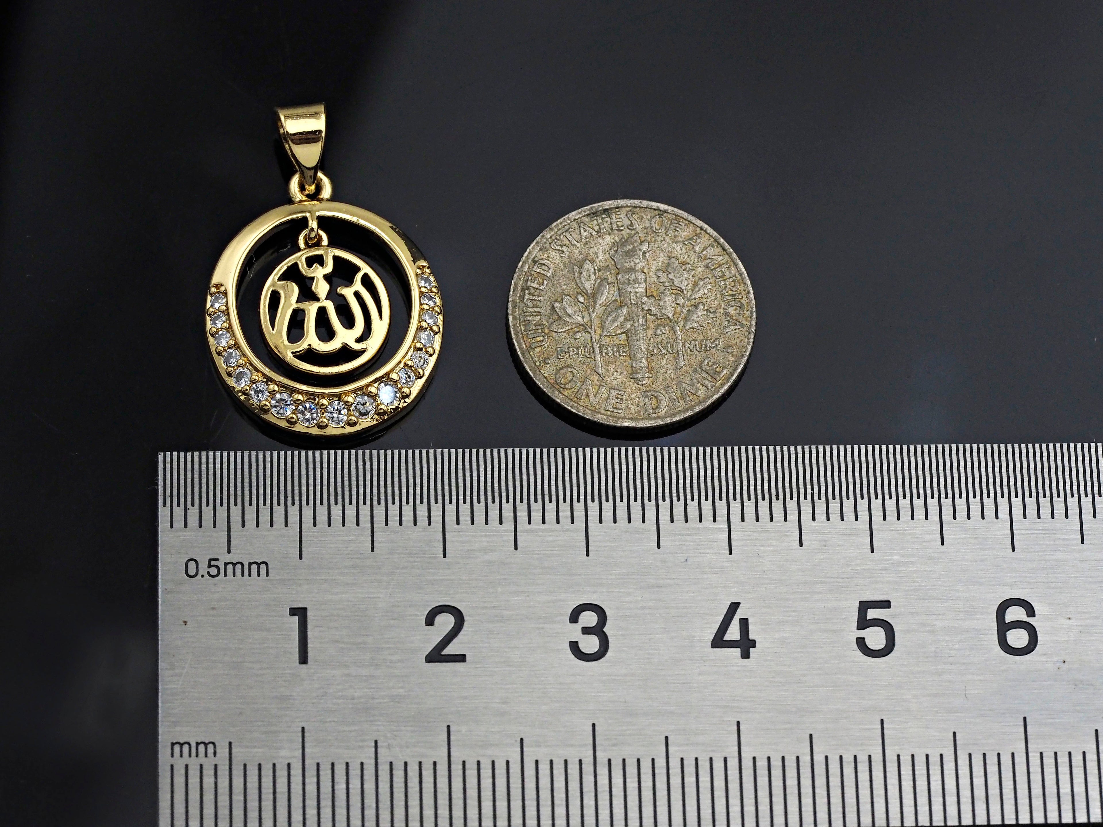 CZ Micro Pave Curve Pattern On Round Ring Shaped Pendant/Charm, Gold Cubic Zirconia Pendant Charm,17x21mm,sku#F1268