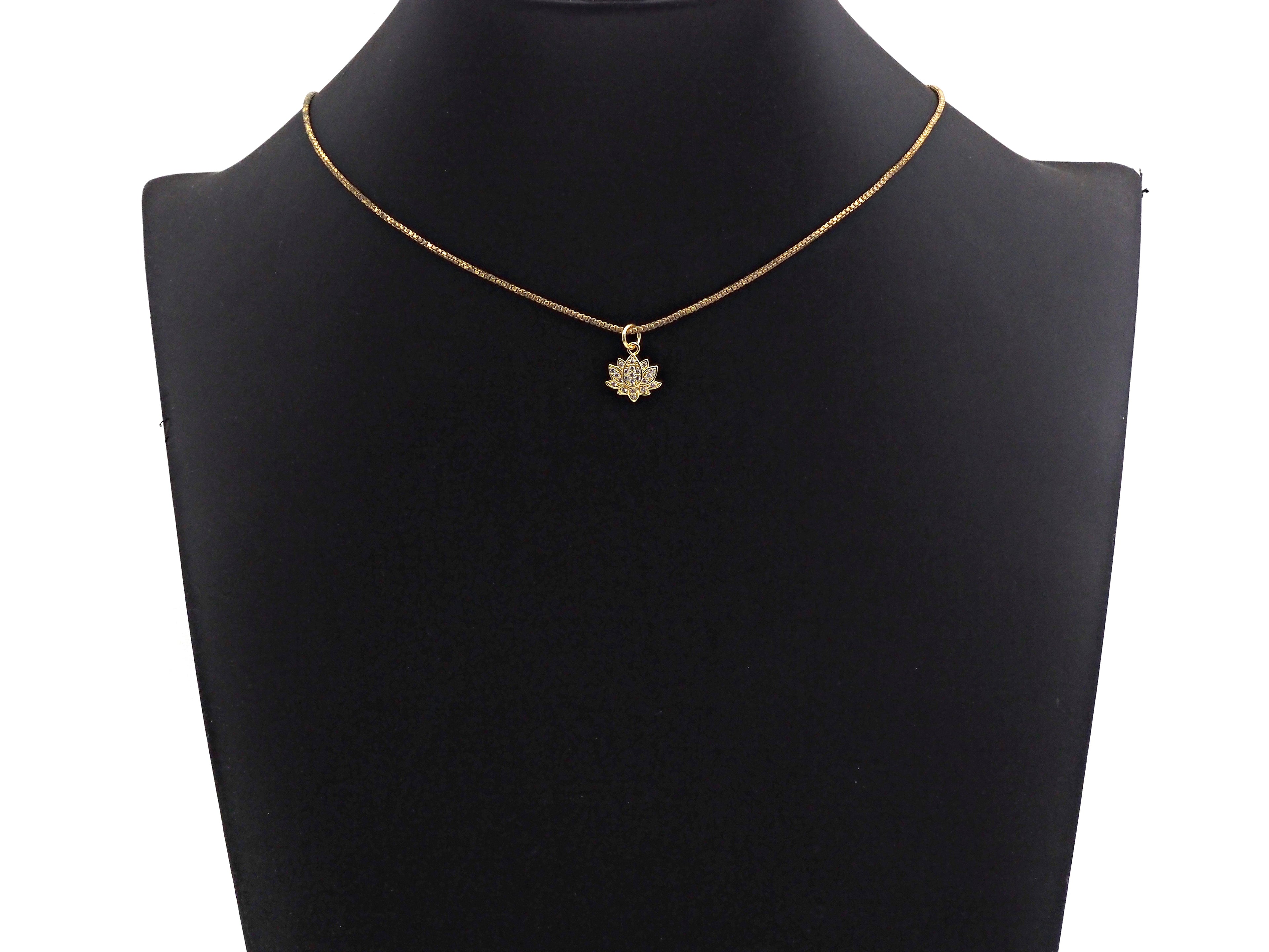 Cute CZ Micro Pave Lotus Flower Shaped Pendant/Charm, Yoga Cubic Zirconia Pendant Charm, 11mm,sku#Z793