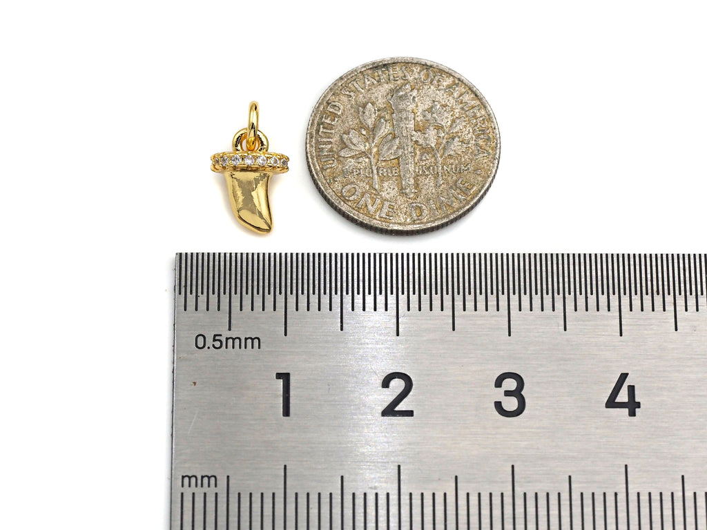 Clear CZ Micro Pave Horn Shape Pendant/Charm, Horn Cubic Zirconia Pendant Charm,7x10mm,Sku#Z1220