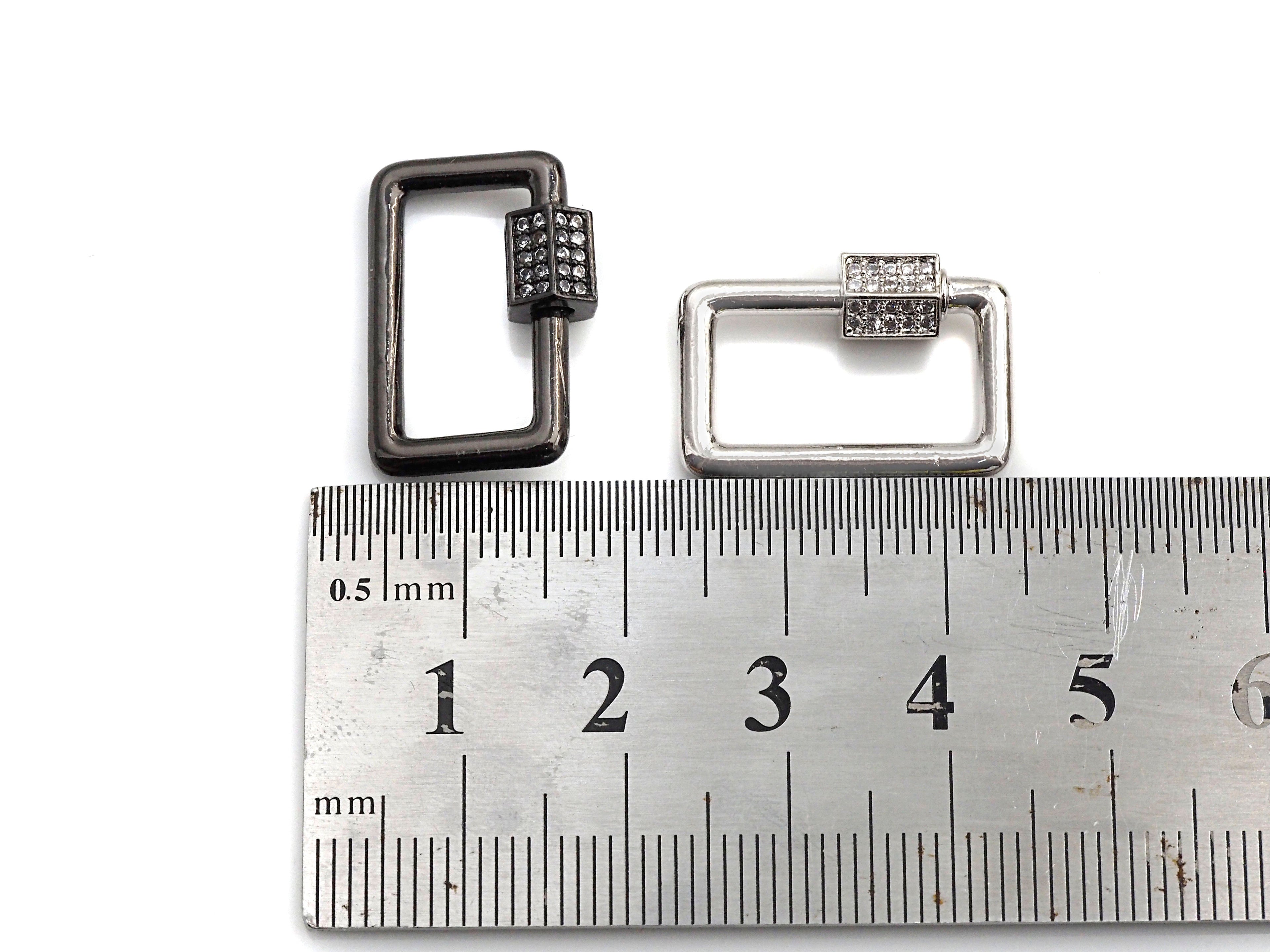 Clear CZ Micro pave Rectangle Shape Clasp, CZ Pave Clasp, Gold/Silver/Rose Gold/Gunmetal Carabiner Clasp, 13x21mm, sku#H186