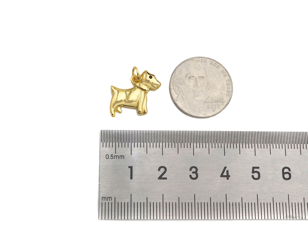 18K Dainty Gold Cute Puppy Shape Pendant, Sku#F1390C