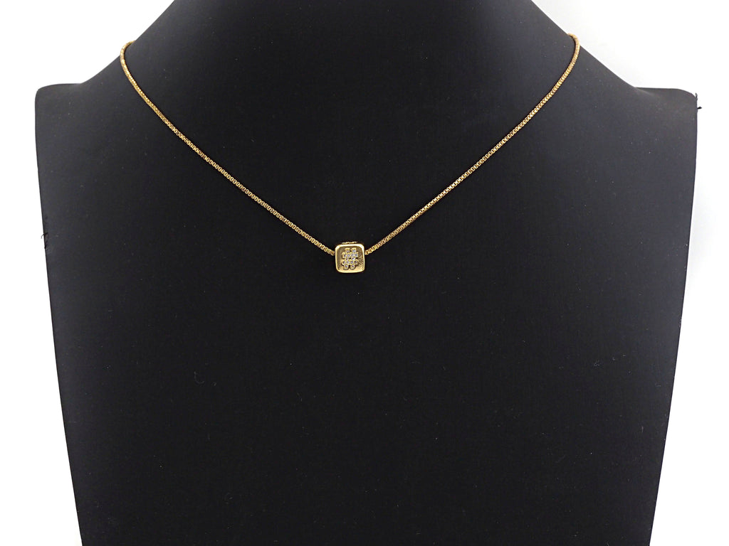 CZ Micro Pave # Symbol Dice Spacer Beads, Cubic Zirconia Cube Spacer Beads, 24k Gold Tone, 8.5mm, sku#Z720