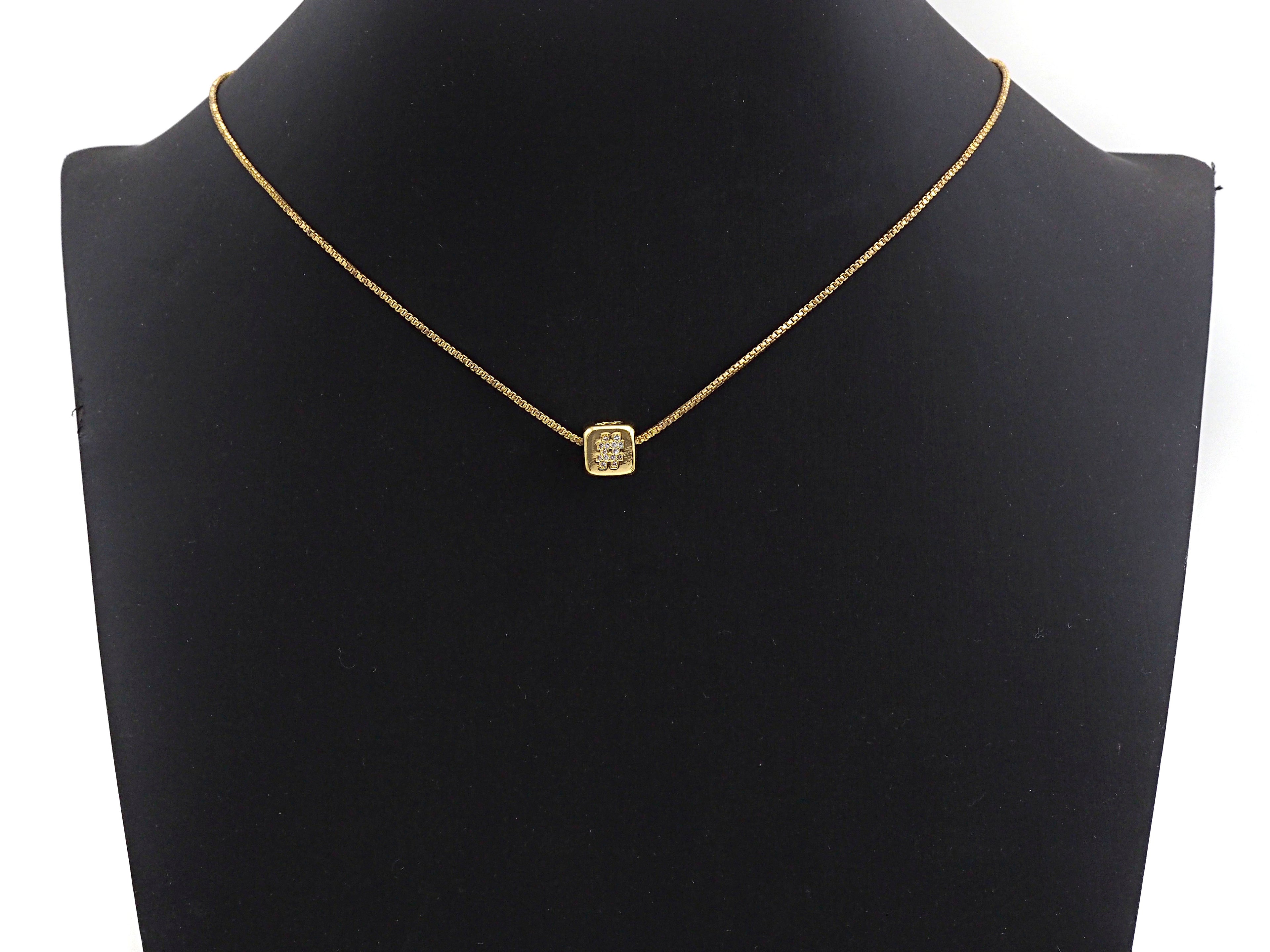 CZ Micro Pave # Symbol Dice Spacer Beads, Cubic Zirconia Cube Spacer Beads, 24k Gold Tone, 8.5mm, sku#Z720