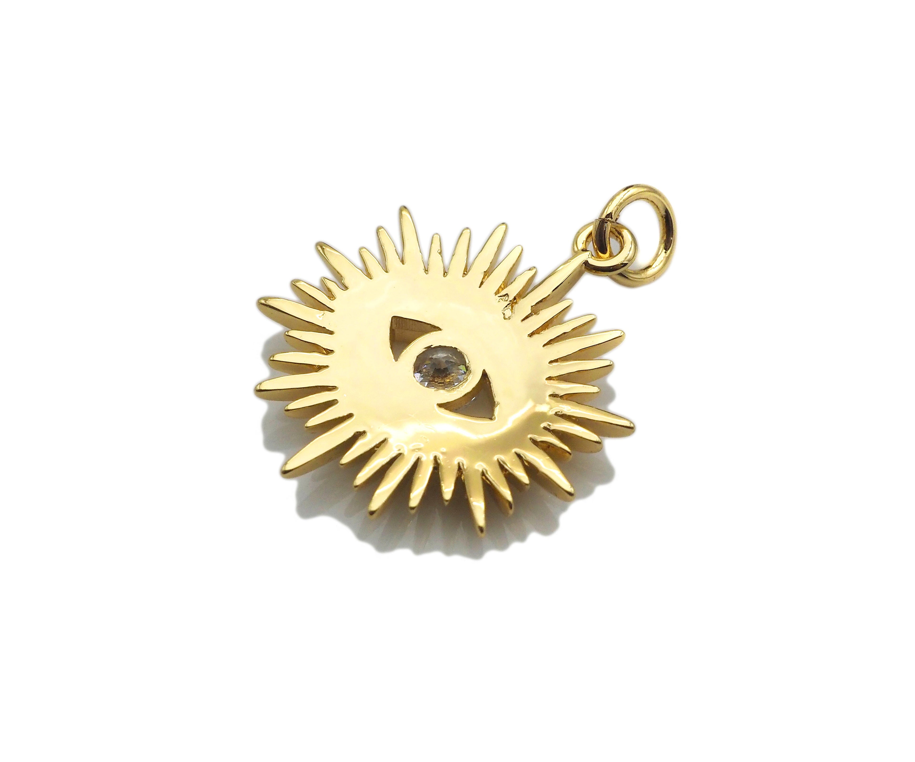 CZ Micro Pave Evil Eye On North Star Shaped Pendant/Charm,Gold Radiate Cubic Zirconia Pendant Charm,19x21mm,sku#Y315