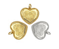 Dainty Fingerprint On Heart Shape Charms, Dainty Heart Charms, 19x18mm, Sku#F1293C