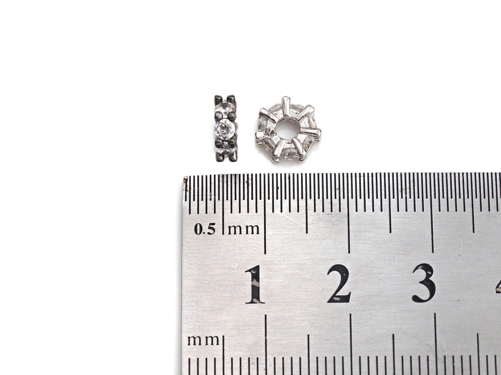 Big Hole CZ Pave beads, Cubic Zirconia Spacer Beads, European Large hole Bead, 3x8mm, sku#Z885
