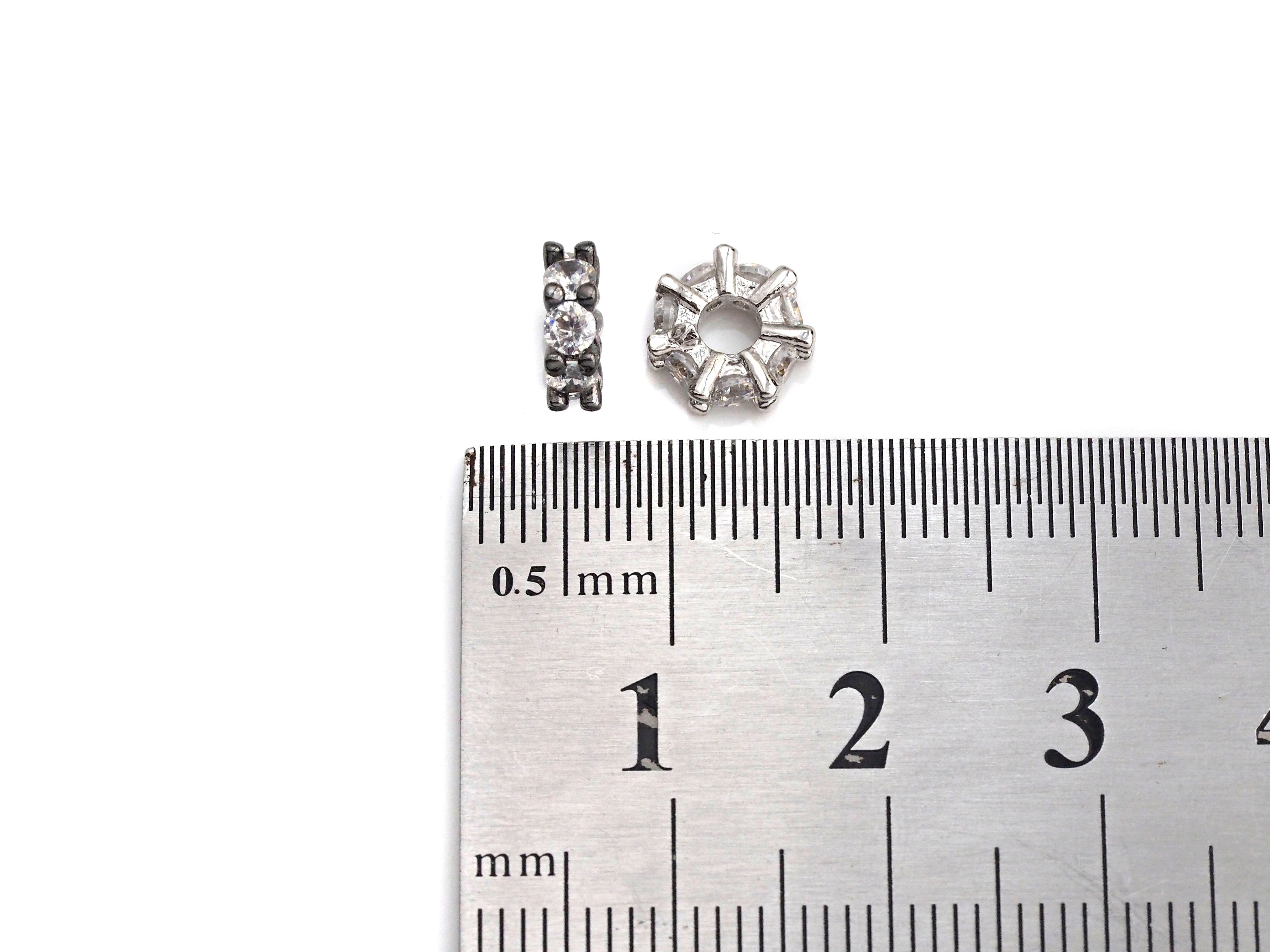 Big Hole CZ Pave beads, Cubic Zirconia Spacer Beads, European Large hole Bead, 3x8mm, sku#Z885