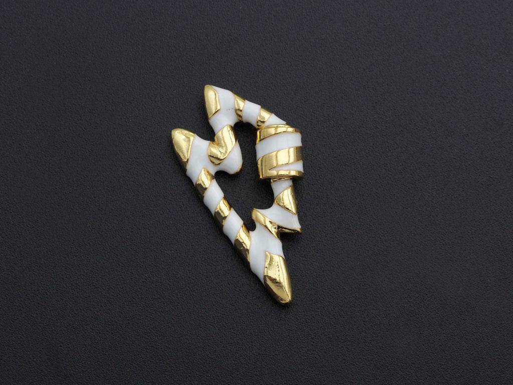 Colorful Enamel Pave Lightning Shape Clasp, Gold Plated Screw Clasp, Carabiner Clasp, 18x32mm, sku#K80