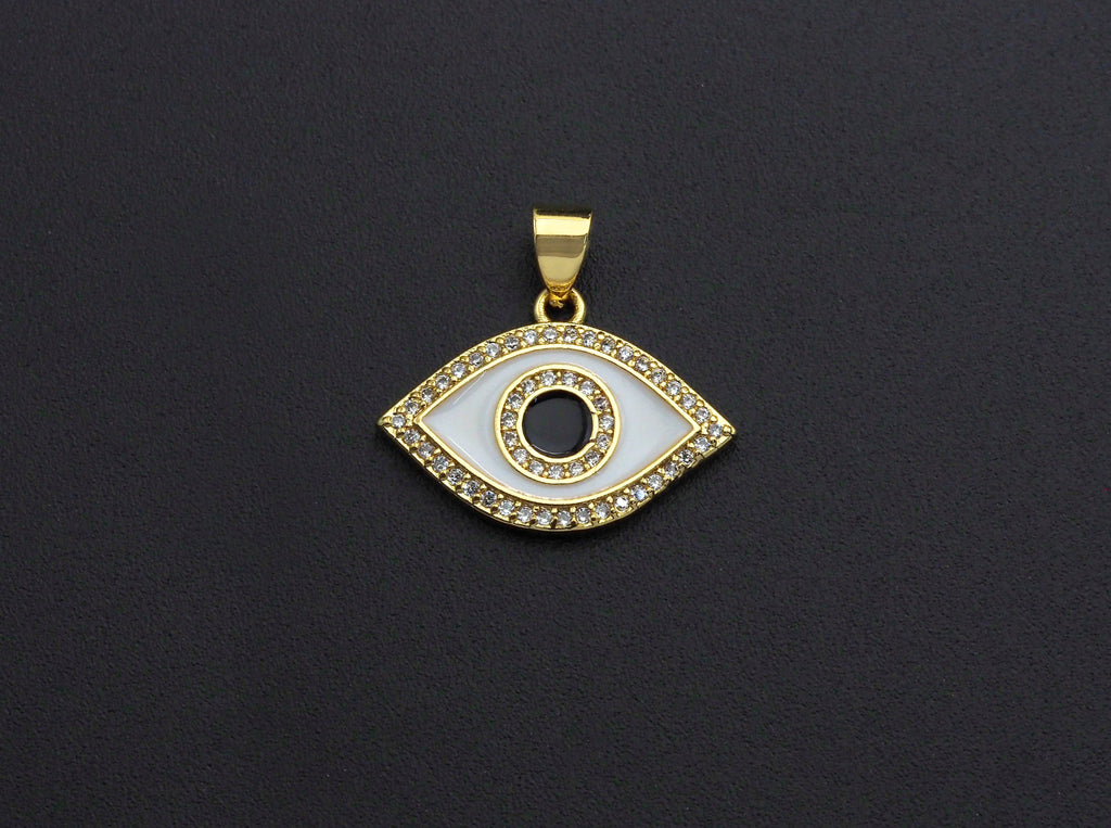 Enamel Colorful Evil Eye Pendant, CZ Micro Pave Oil Drop pendant,Enamel pendant,Enamel Jewelry, 15x21mm, sku#F1049